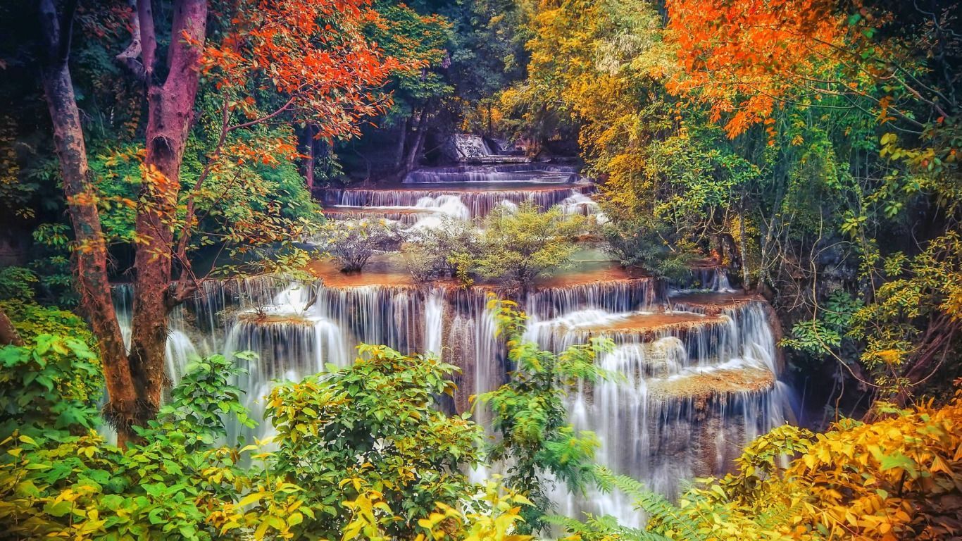 Autumn Waterfall Computer Wallpaper, Desktop Background. Landscape photography nature, Autumn waterfalls, Waterfall