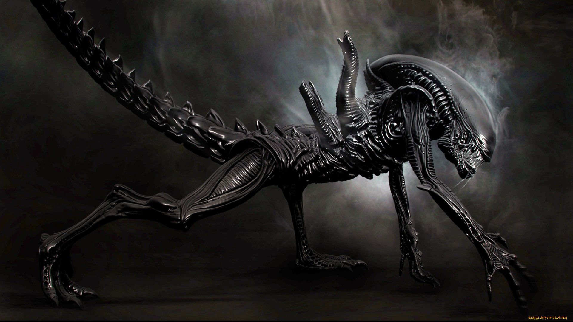 In the movie aliens vs predator they are robot with animal genes and boney bodies and huge heads. Xenomorph, Robot wallpaper, Alien