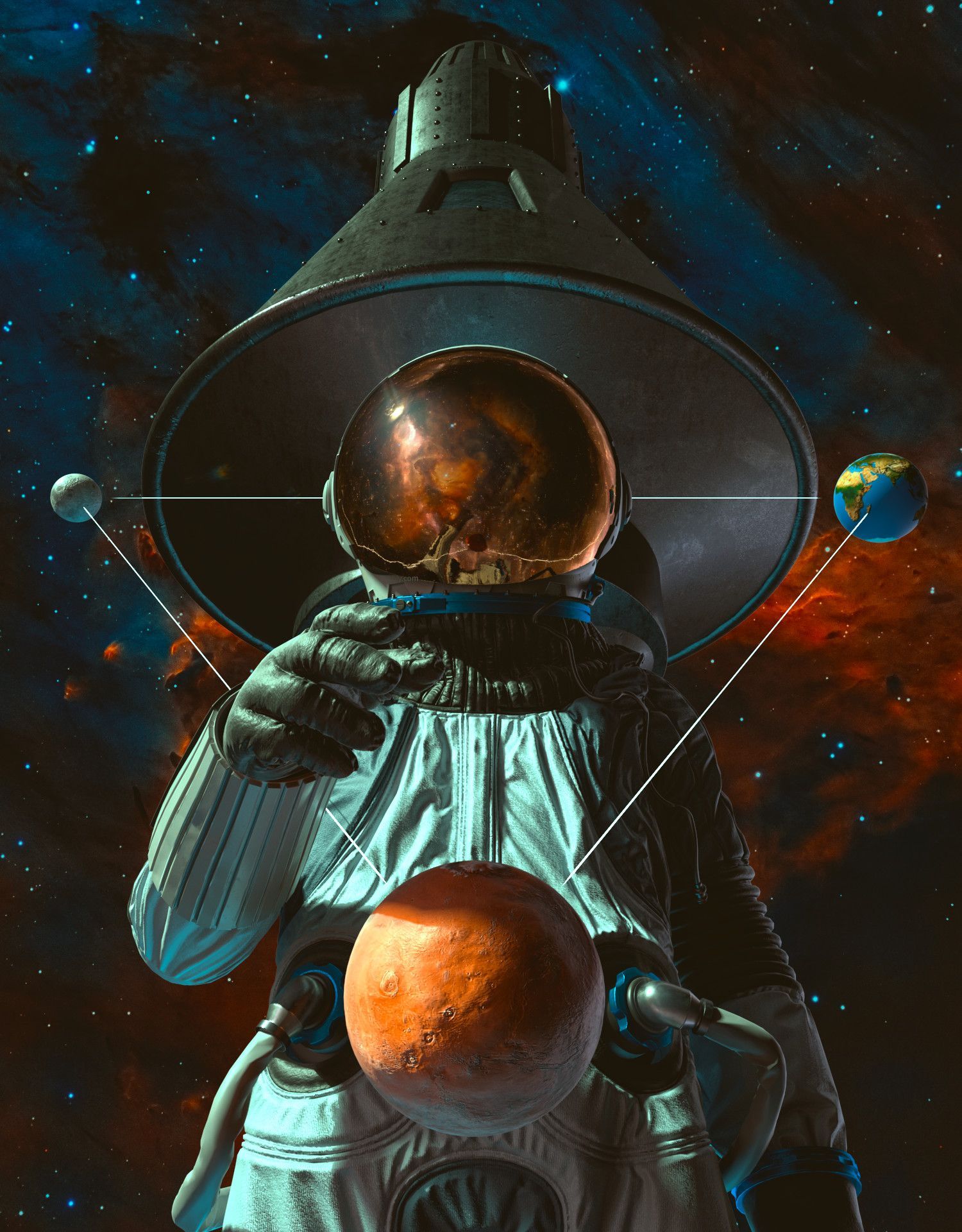 Jesus Bibian Jr's submission on Adobe Dimension the Moon to Mars: Celebrating Apollo's 50th Anniversa. Space art, Space artwork, Astronaut art