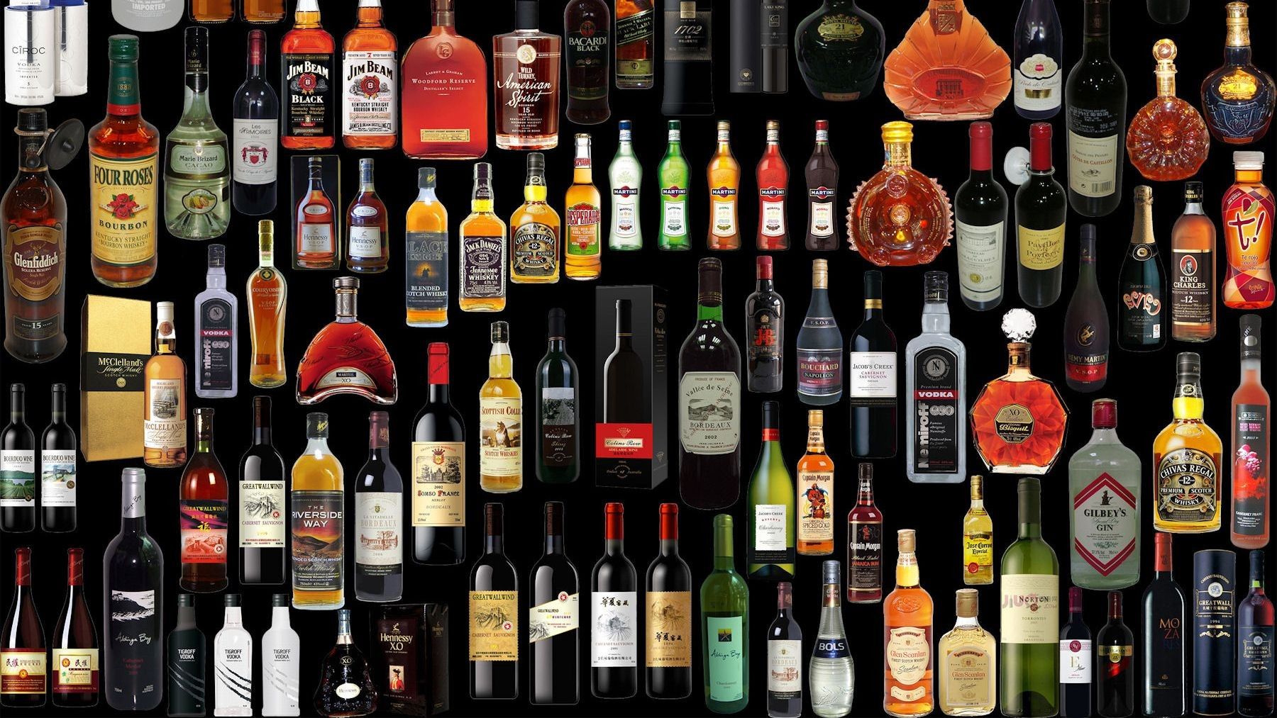 bottles, alcohol, liquor wallpaper