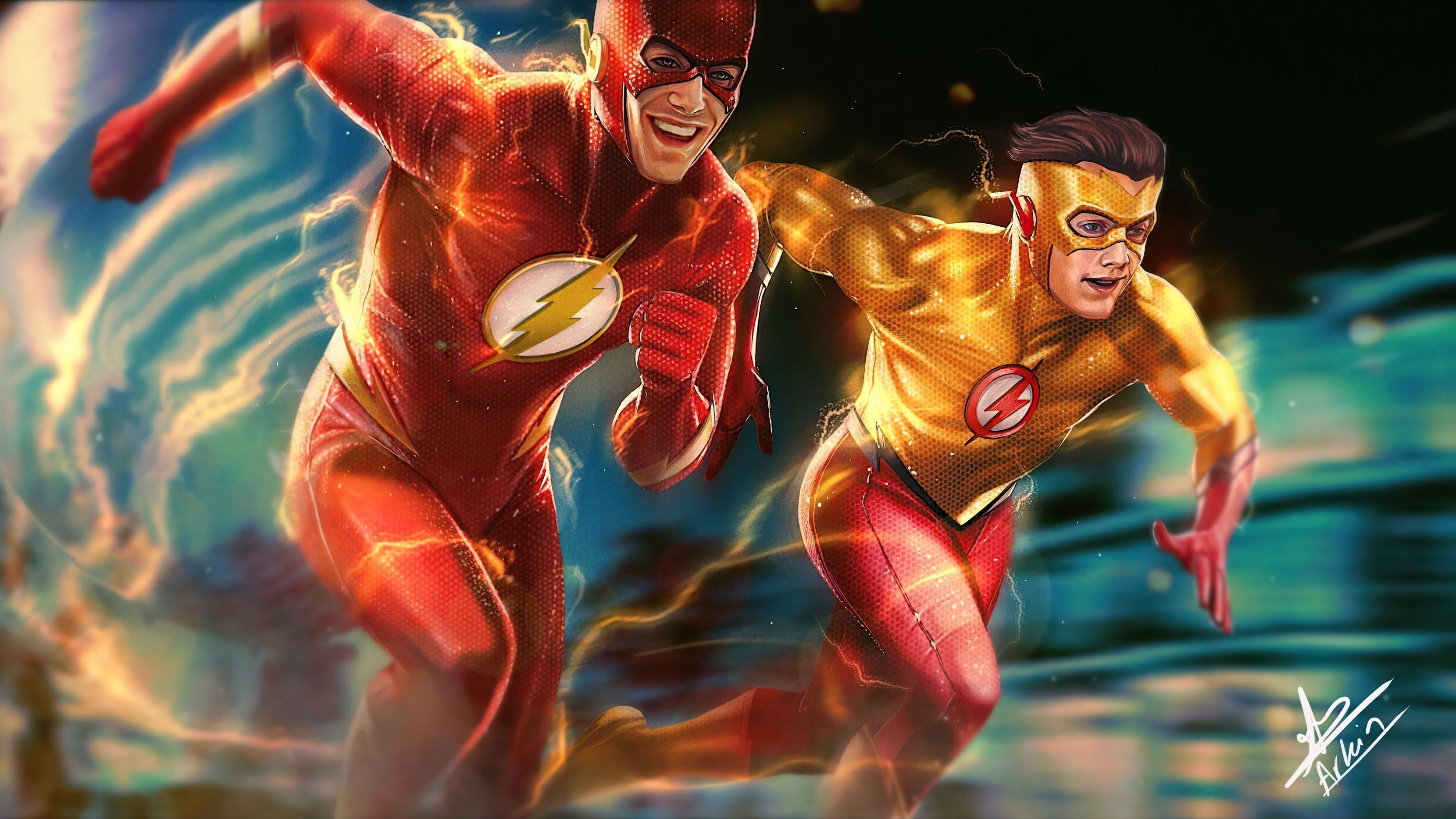 Flash and Kid Flash DC Comic Wallpaper, HD Superheroes 4K Wallpapers, Image...