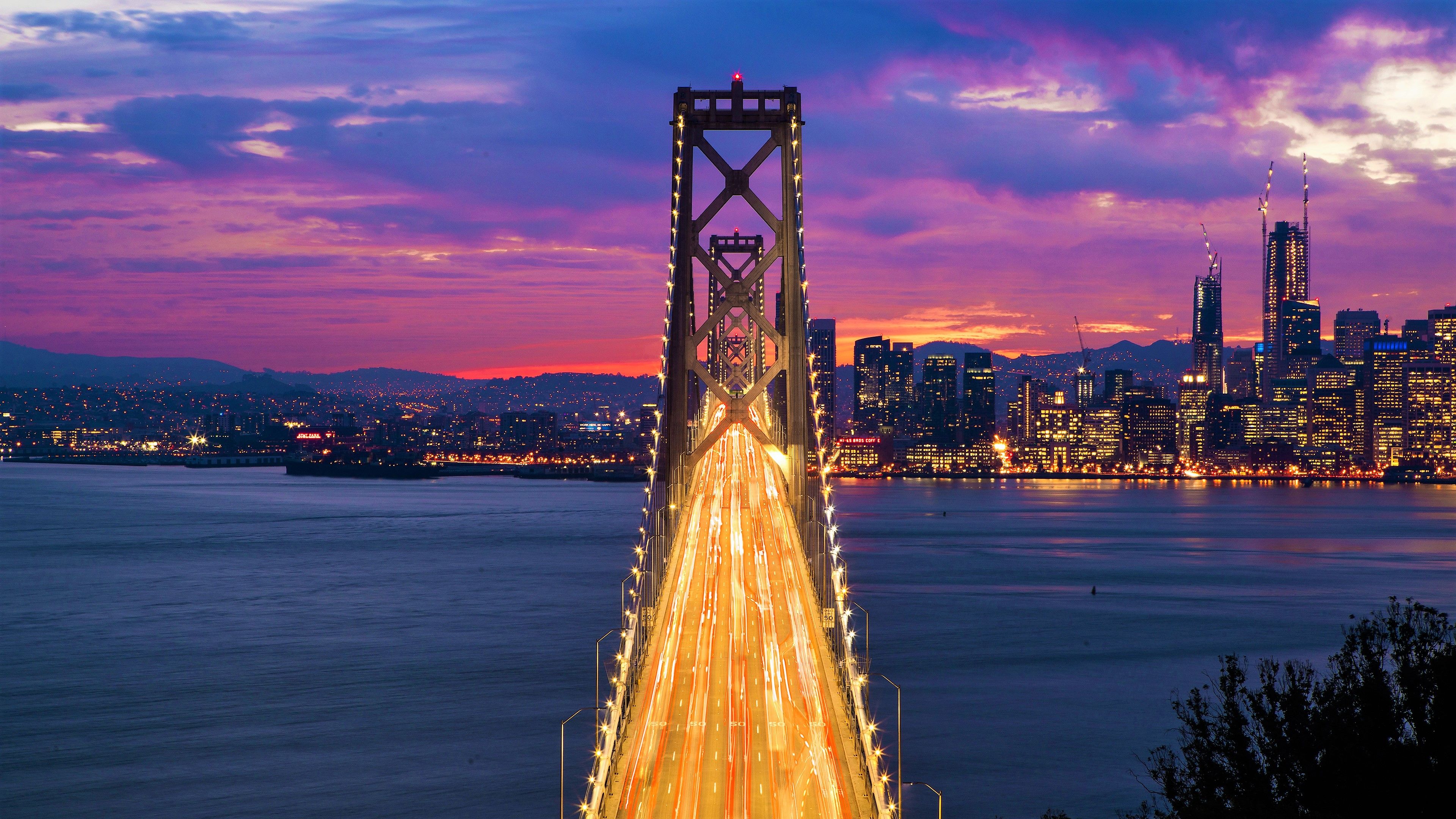 Oakland Bay Bridge at Sunset 4k Ultra HD Wallpaper