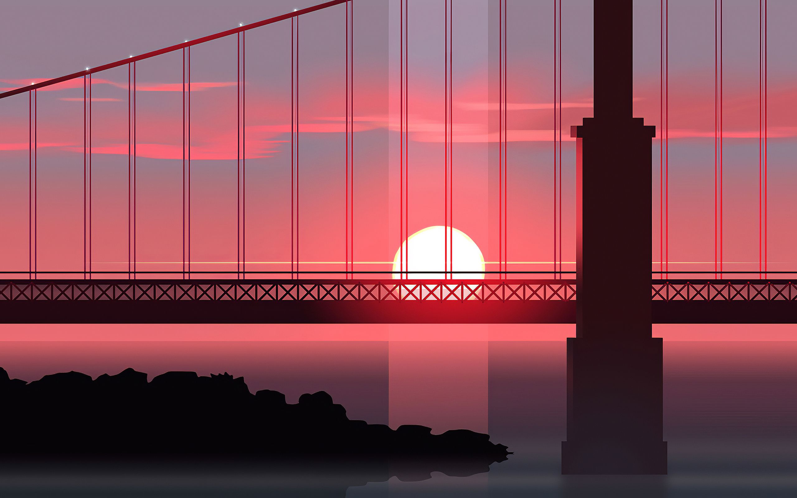 Bridge Sunset Minimal Art 4k 2560x1600 Resolution HD 4k Wallpaper, Image, Background, Photo and Picture
