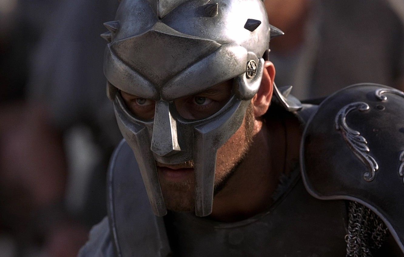 Wallpaper Look, Armor, Warrior, Helmet, Actor, Movie, Fighter, Male, The film, Gladiator, Wallpaper, Maximus, Russell Crowe, Knight, Movie, Film image for desktop, section фильмы