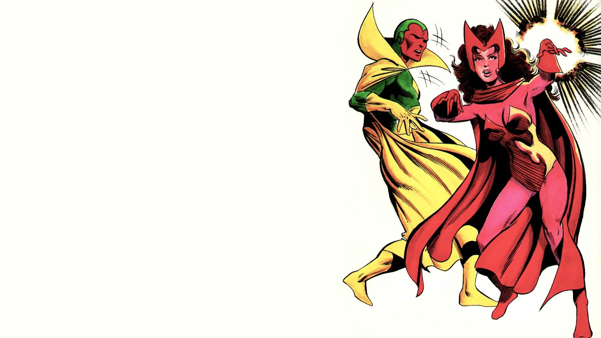 Comics Marvel Comics Scarlet Witch white background The Vision (Comics) wallpaperx1080