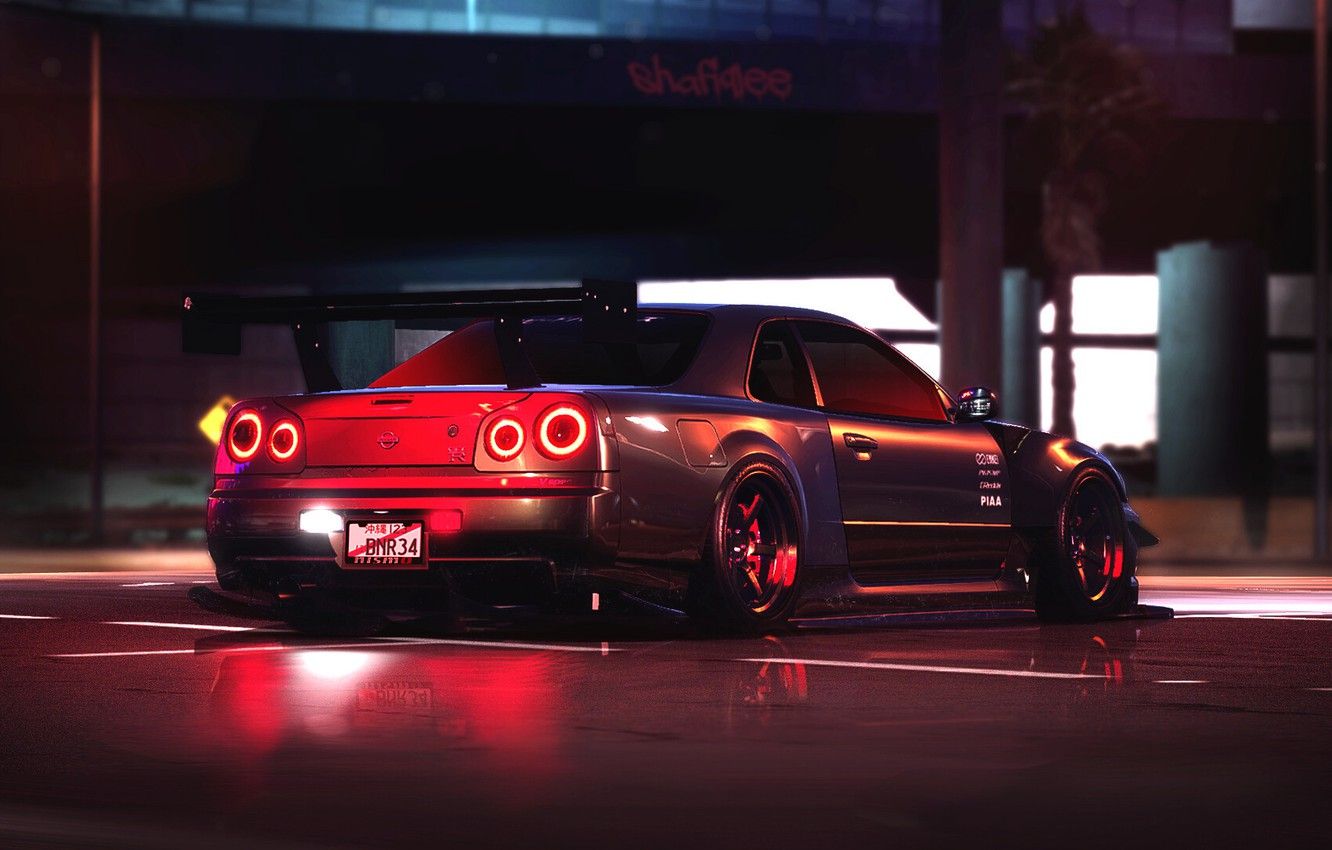 Wallpaper Auto, The Game, Machine, Car, Need For Speed, Skyline, Nissan Skyline, BNR Sparkar, Payback, Transport & Vehicles, Nissan Skyline R34 GT R, By Shafiq Lee, Night Time R34 GT R V Spec, NFS: Payback