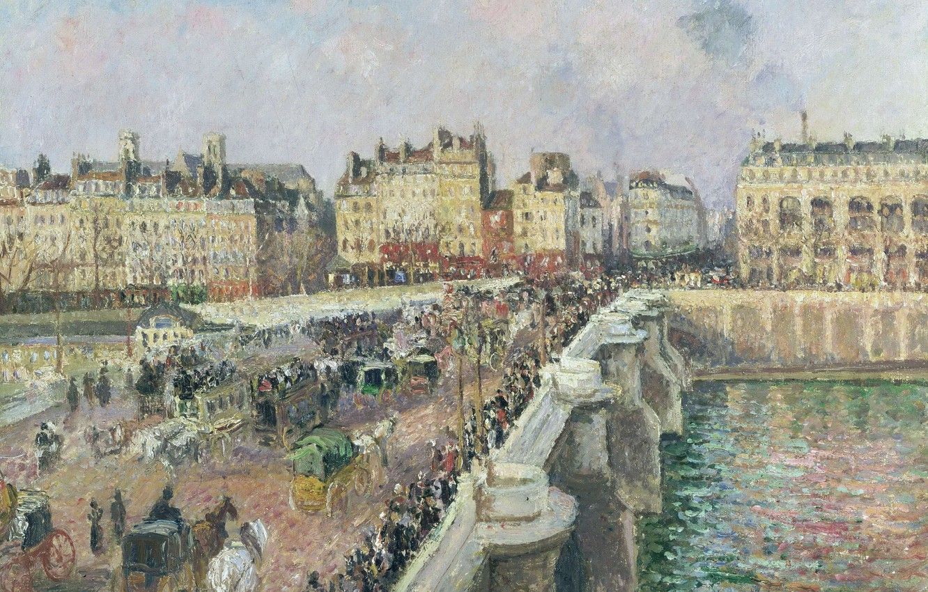 Wallpaper Bridge, Paris, Picture, The Urban Landscape, Camille Pissarro, Pont Neuf A Sunny Day Image For Desktop, Section живопись