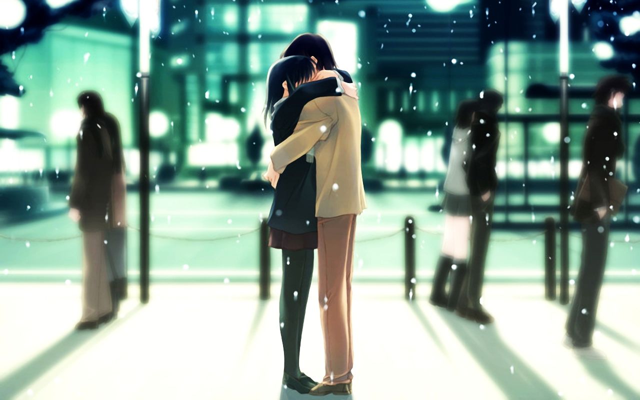Anime girl guy skirt blouse anime hug hugging couple love mood people men  women happy b wallpaper  1920x1080  807023  WallpaperUP