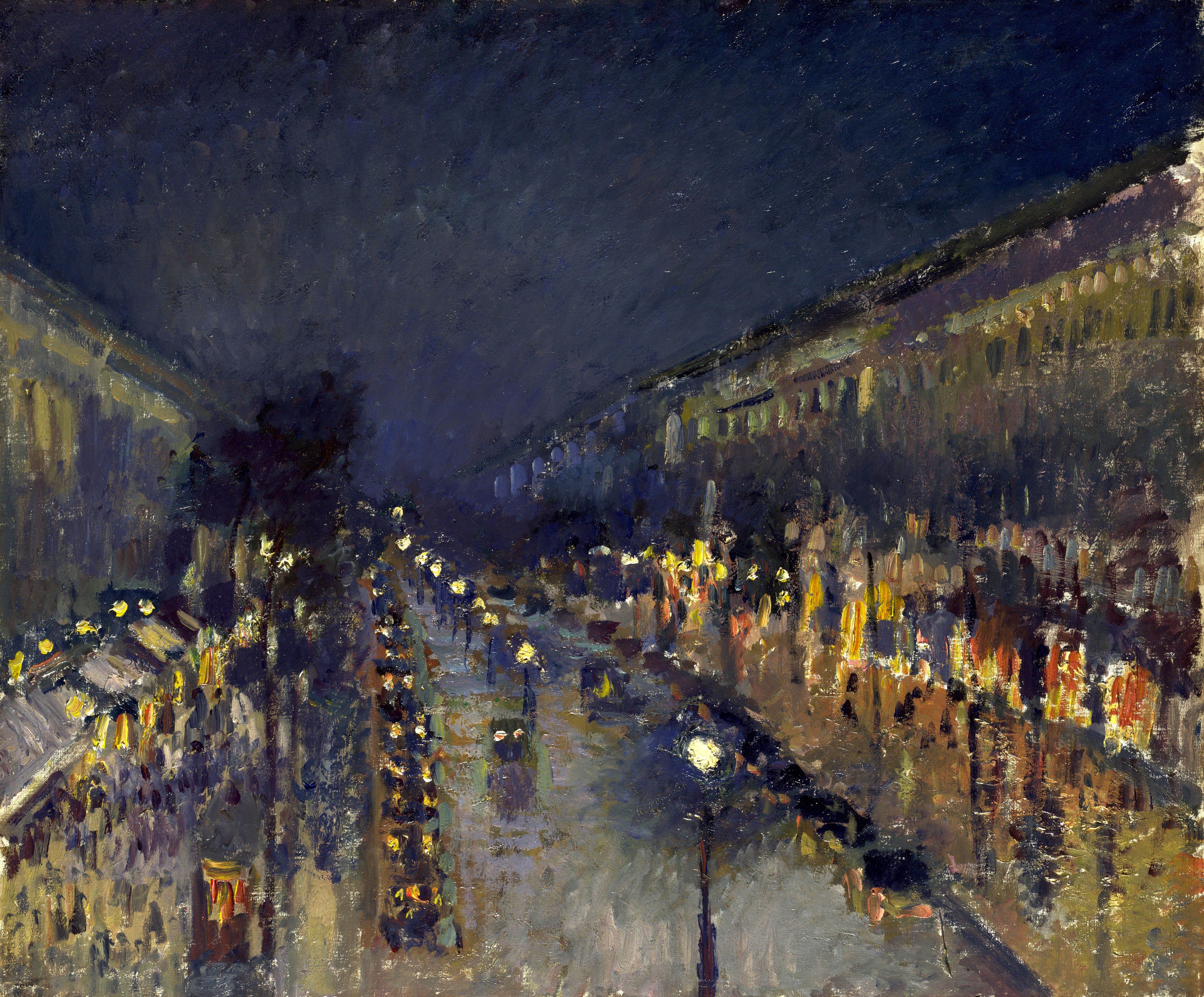 Camille Pissarro, The Boulevard Montmartre at Night