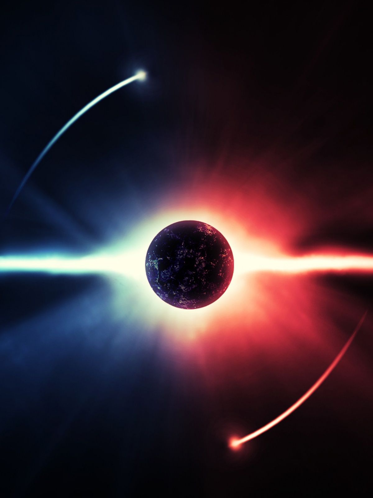 Eclipse Blue Red Stars Mobile Wallpaper