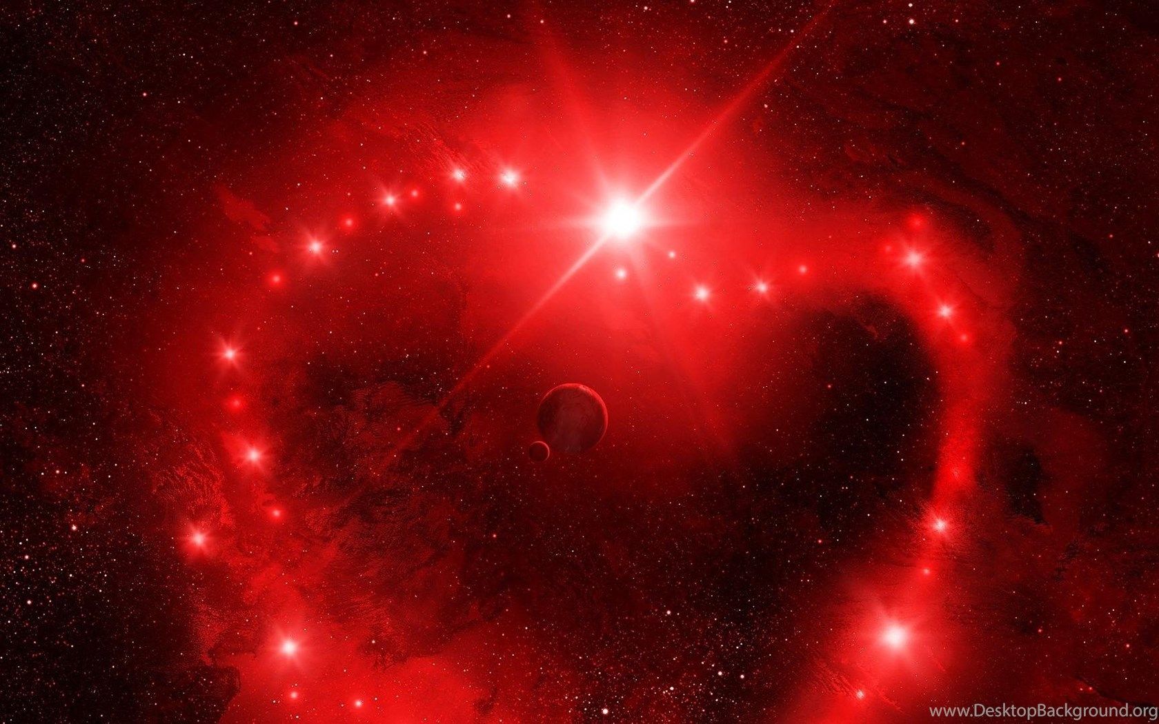 Outer Space Red Stars Artwork Hearts Art Wallpaper Desktop Background