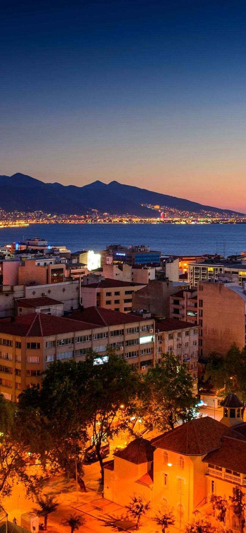 Turkey, Izmir, Night, Houses, Sea, Coast, Lights 1080x1920 IPhone 8 7 6 6S Plus Wallpaper, Background, Picture, Image