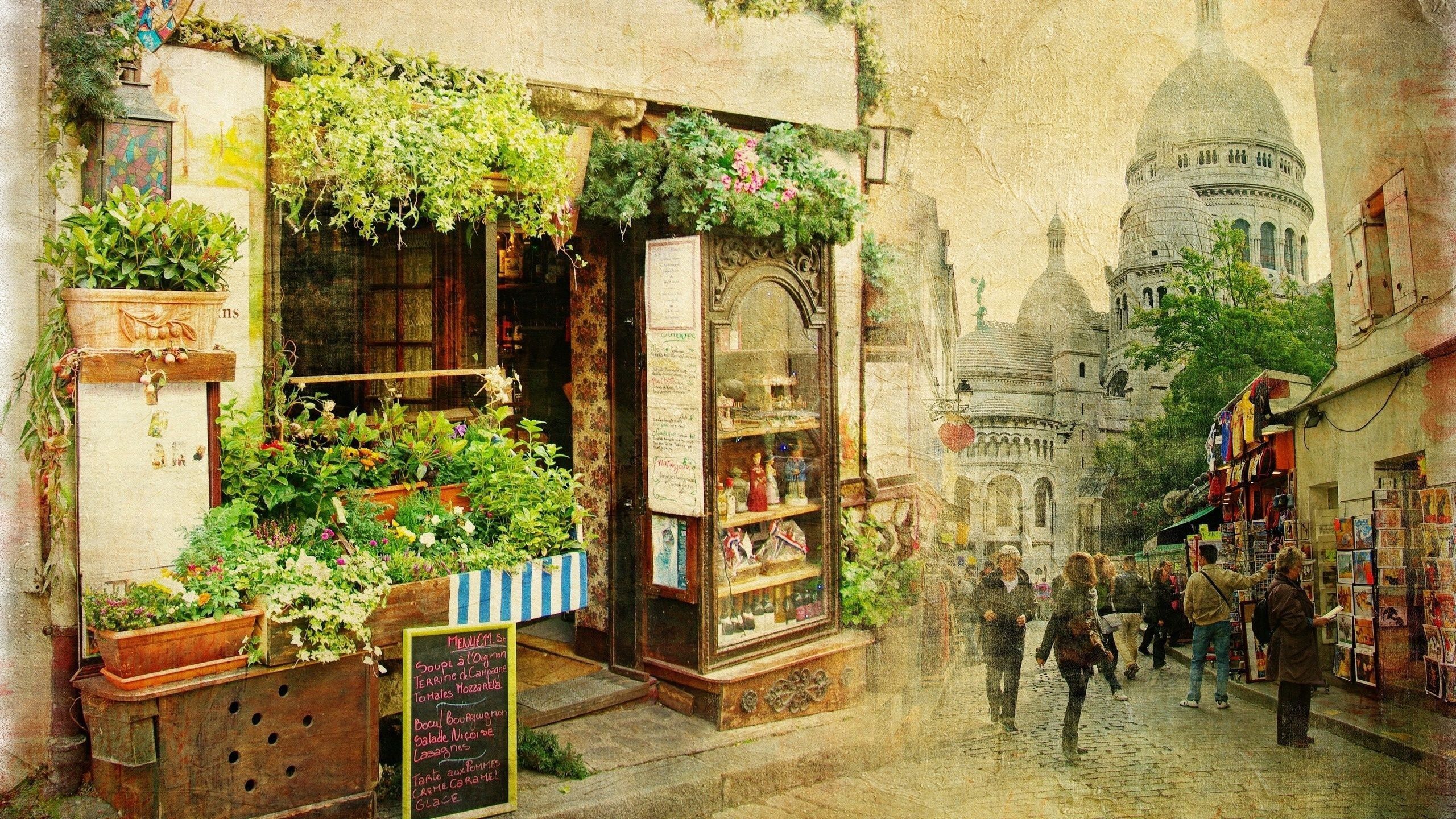 Flower shop on a street in Paris wallpaper and image, picture, photo