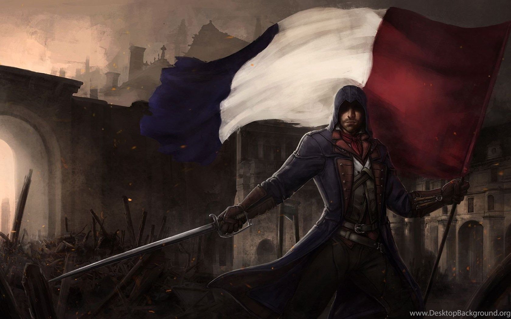 Assassins creed unity french revolution flag Desktop Background