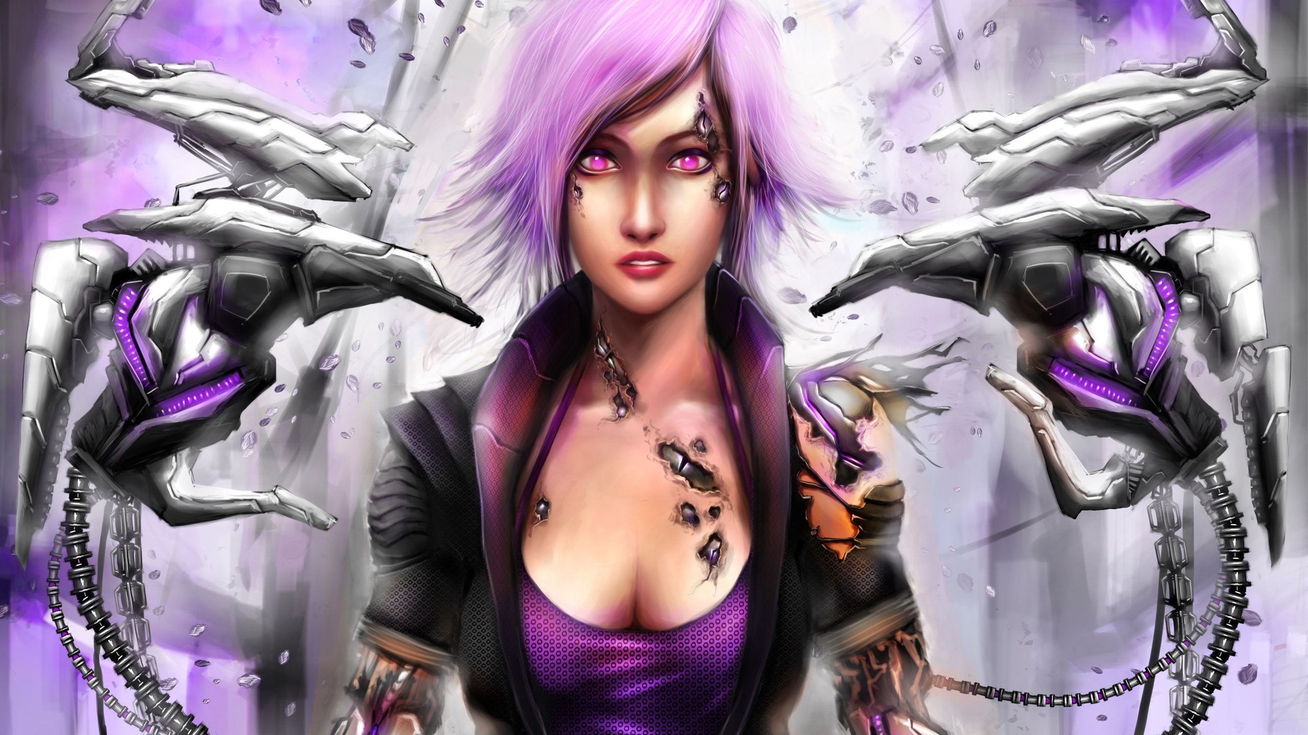 Wallpaper Purple hair robot girl 2560x1600 HD Picture, Image