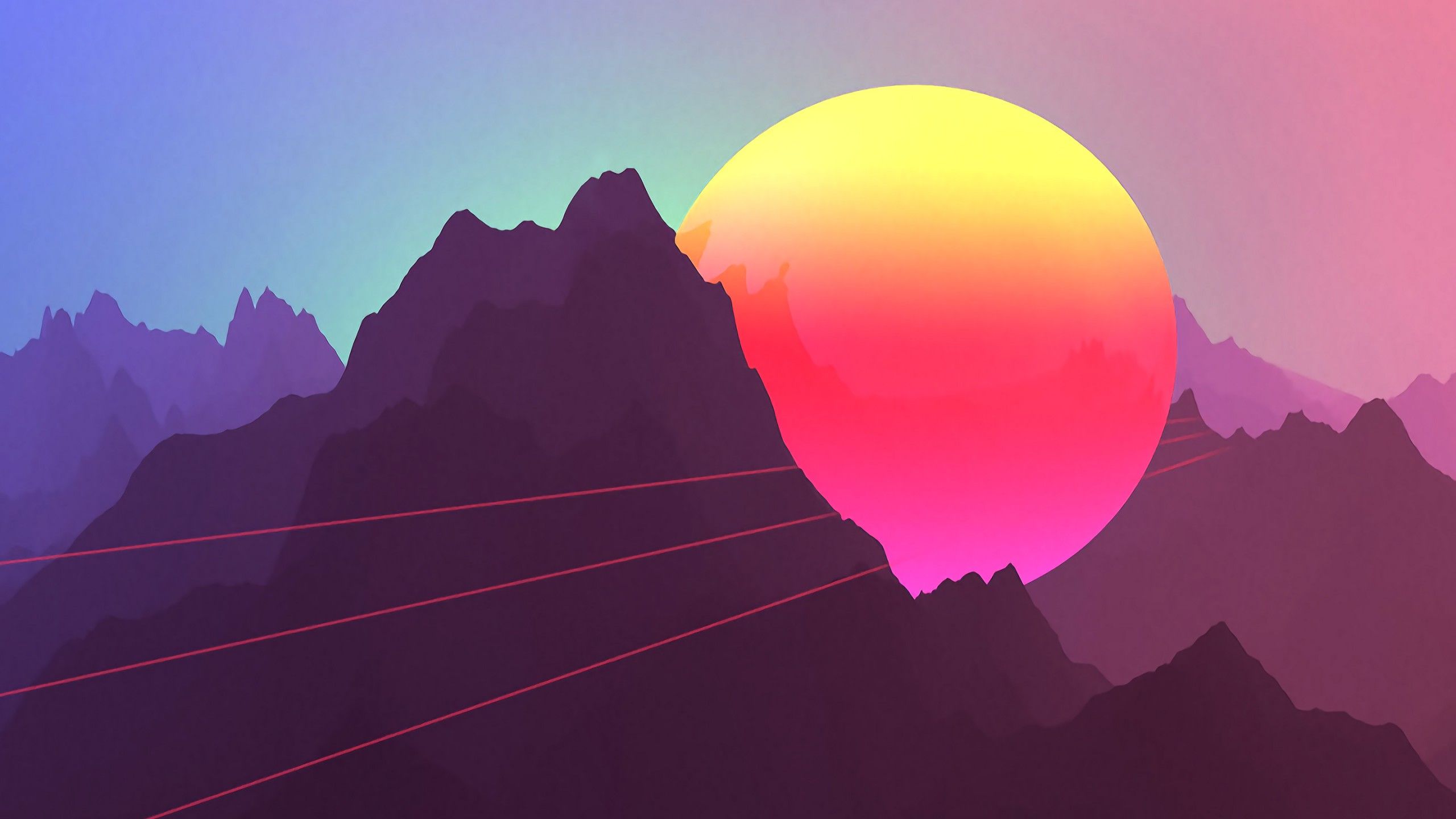 Neon Sunset Mountains Youtube Cover Photo