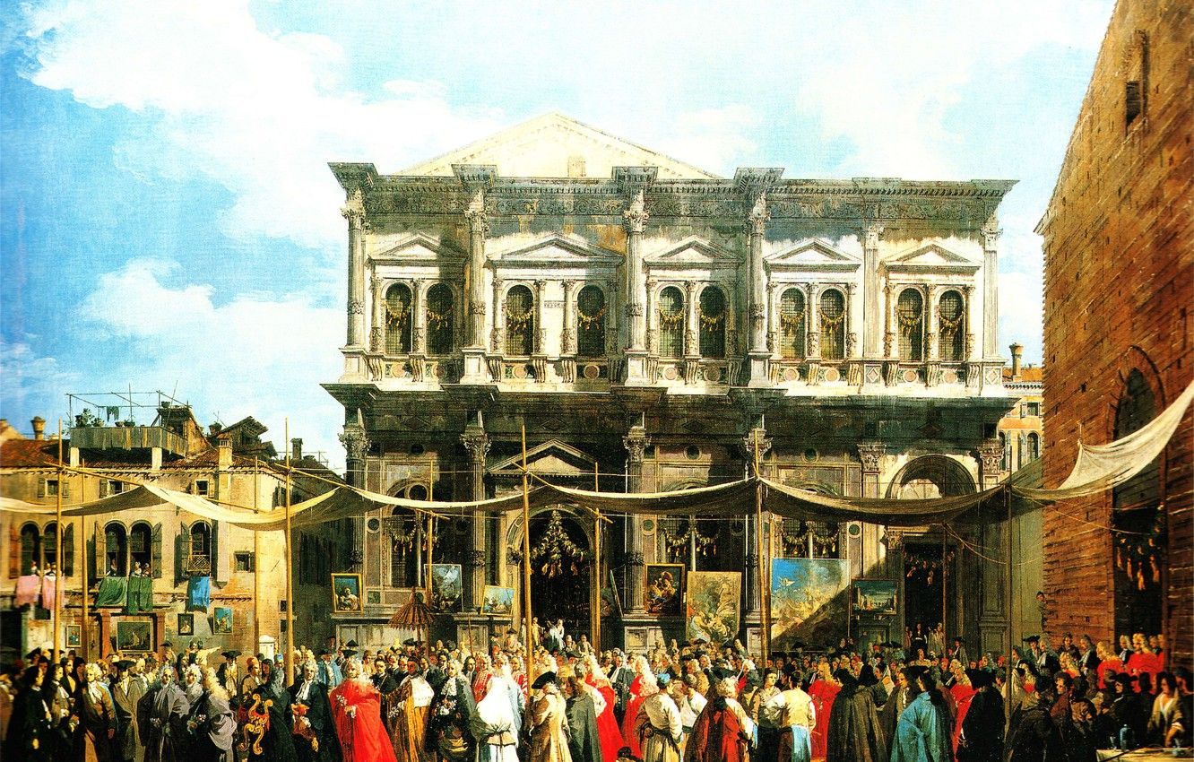 Wallpaper picture, the urban landscape, Canaletto, Canaletto, Giovanni Antonio Canal, The Feast Of St. Roch image for desktop, section живопись