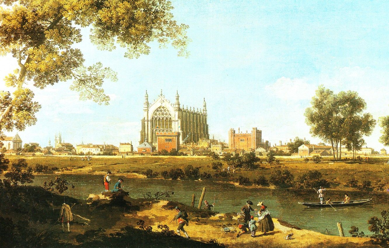 Wallpaper landscape, picture, Canaletto, Canaletto, Giovanni Antonio Canal, Eton College image for desktop, section живопись