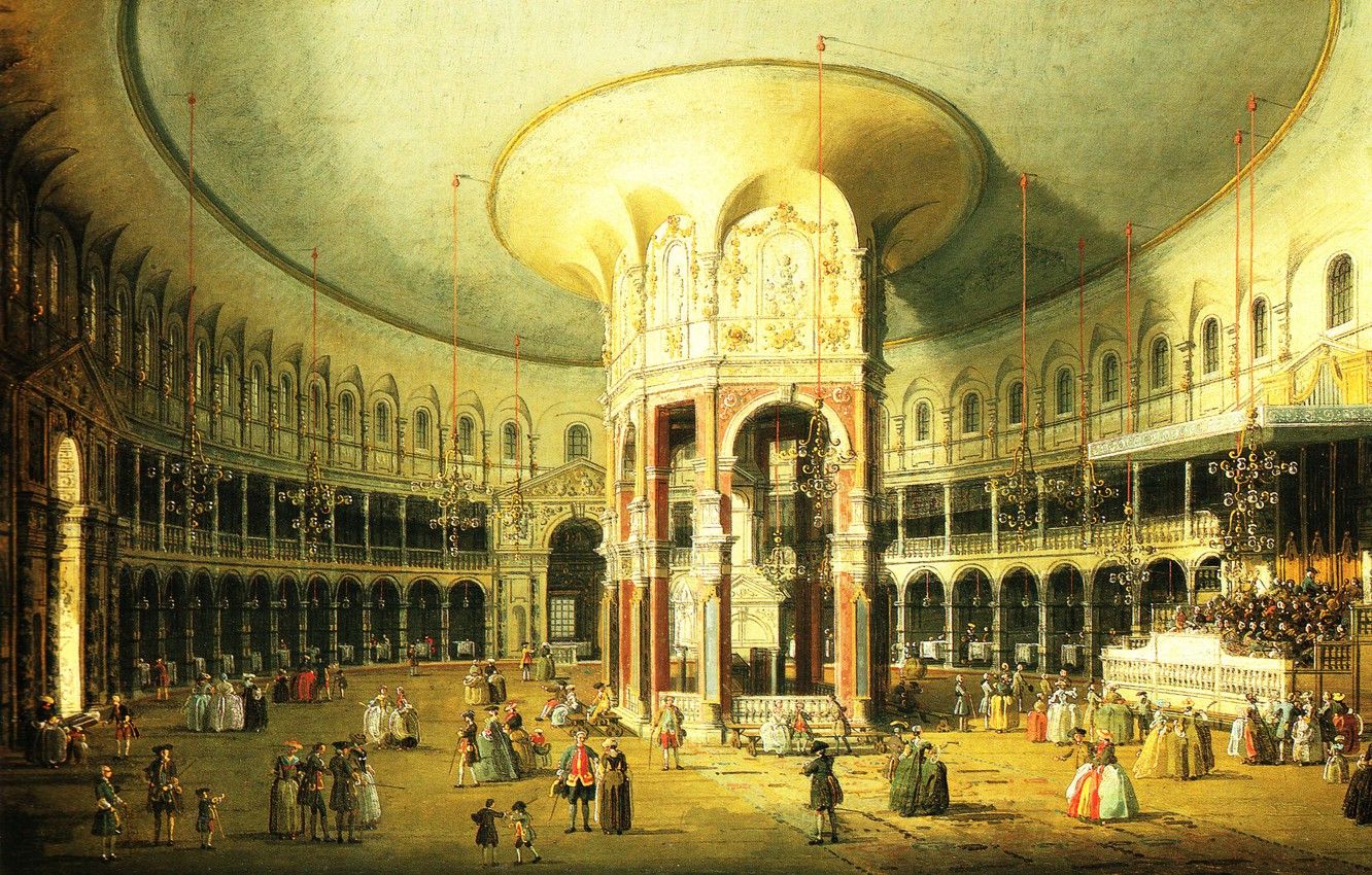 Wallpaper picture, Canaletto, Canaletto, Giovanni Antonio Canal, London. The interior of the rotunda in Ranlife image for desktop, section живопись