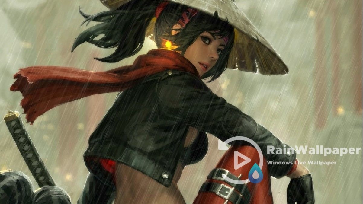 Samurai Girl In The Rain