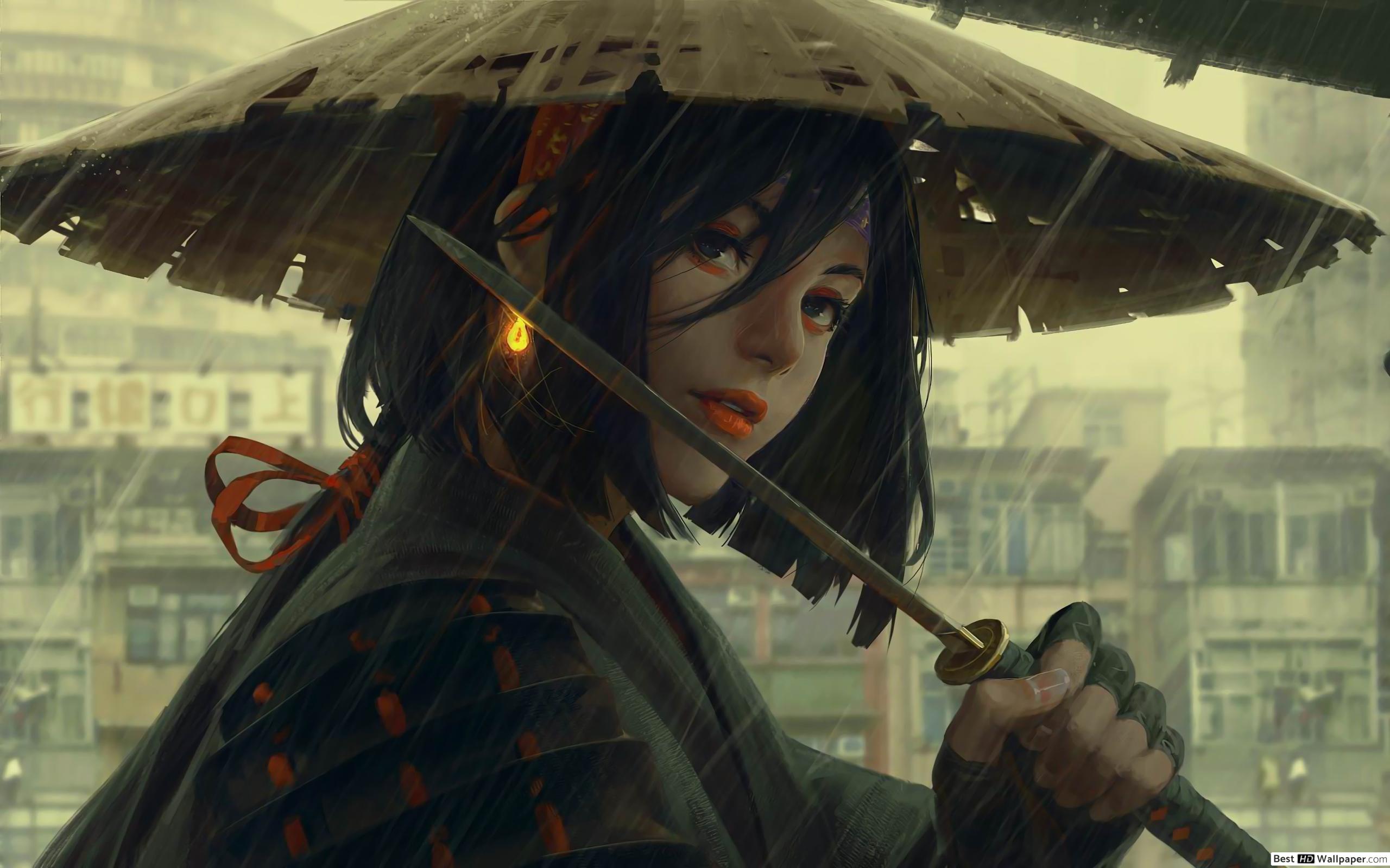 Samurai Girl Warrior HD wallpaper download