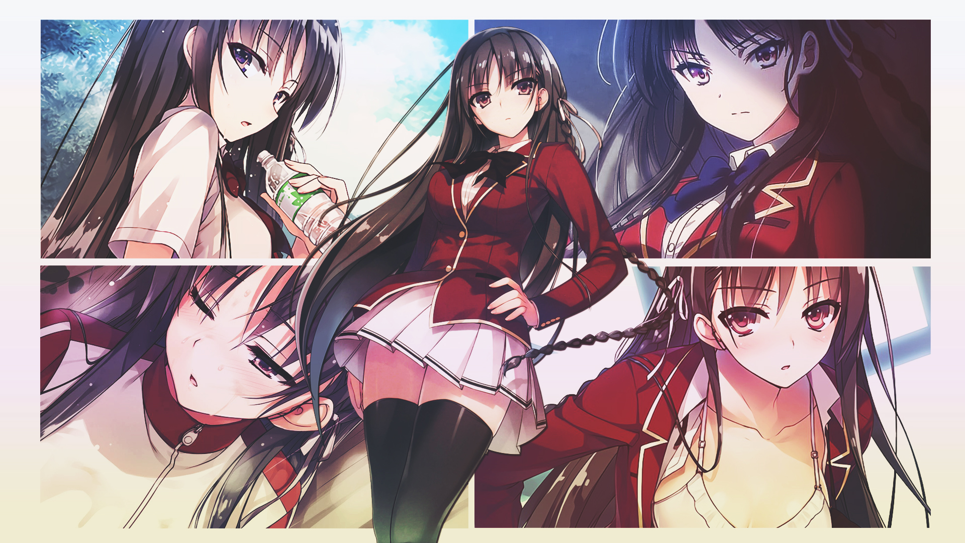 Anime 1920x1080 Youkoso Jitsuryoku Shijou Shugi no Kyoushitsu e Horikita Suzune anime girls long hair miniskirt