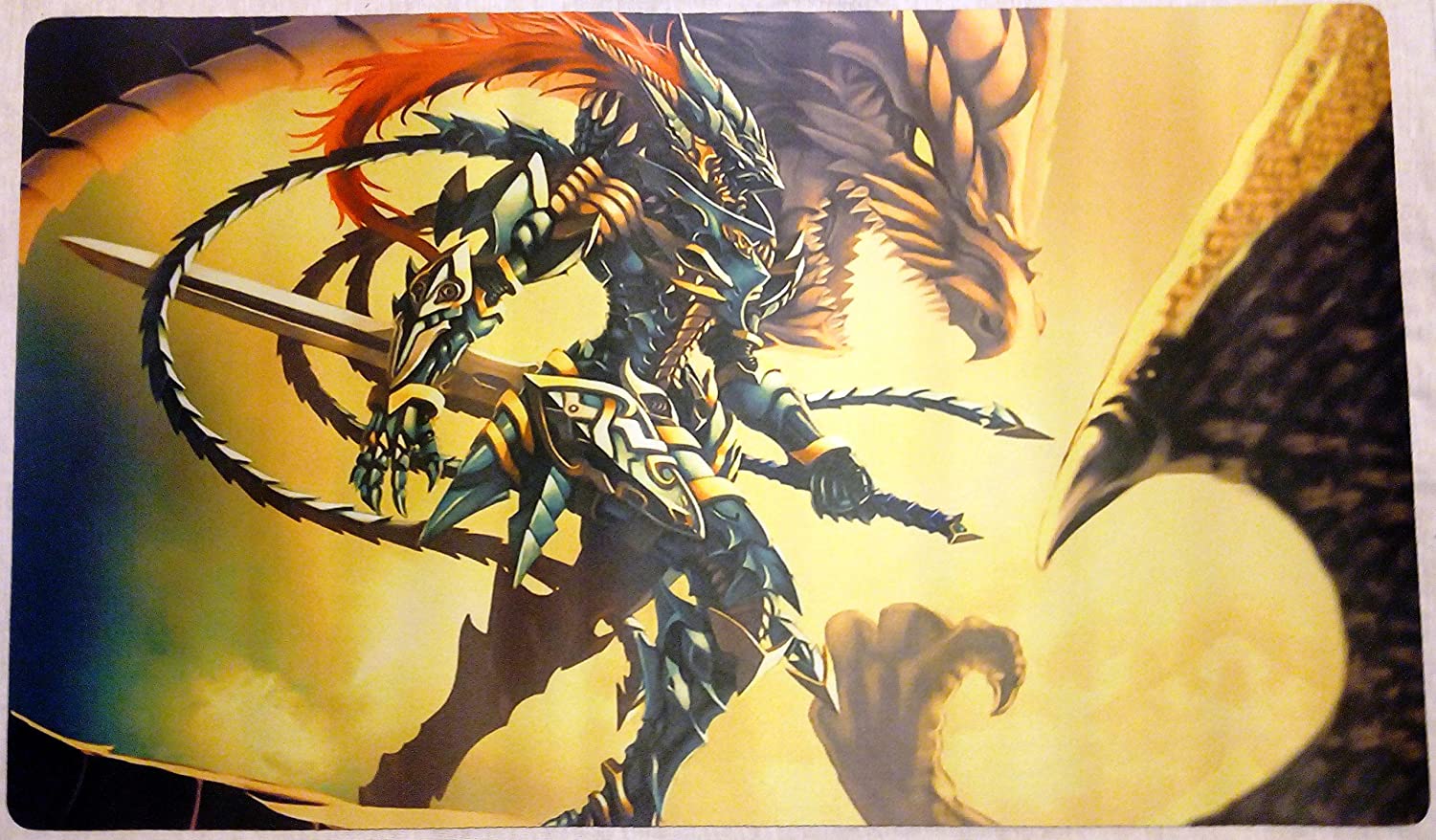 Black luster Soldier BLS yugioh TCG playmat, gamemat 24 wide 14 tall for trading card game smooth cloth surface rubber base, Counters, Playmats & Gameplay Accessories
