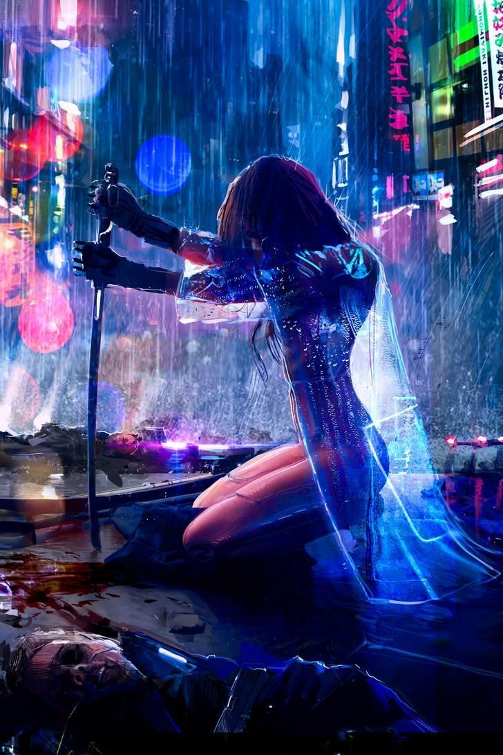 Cyberpunk Girl Gazing Into The Neon Abyss Of Tomorrow Wallpaper,HD