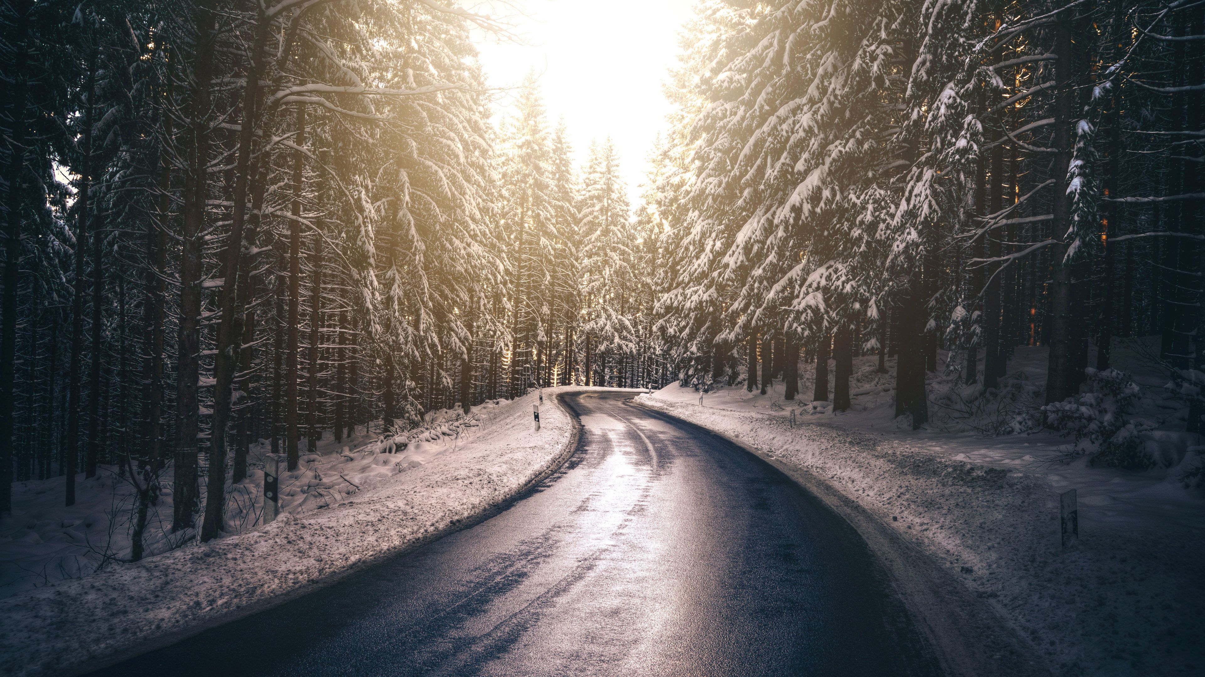 Wallpaper 4k Forest Nature Road Snow Tree Winter 4k 4k Wallpaper, 5k Wallpaper, Hd Wallpaper, Nature Wallpaper, Road Wallpaper, Snow Wallpaper, Trees Wallpaper, Winter Wallpaper