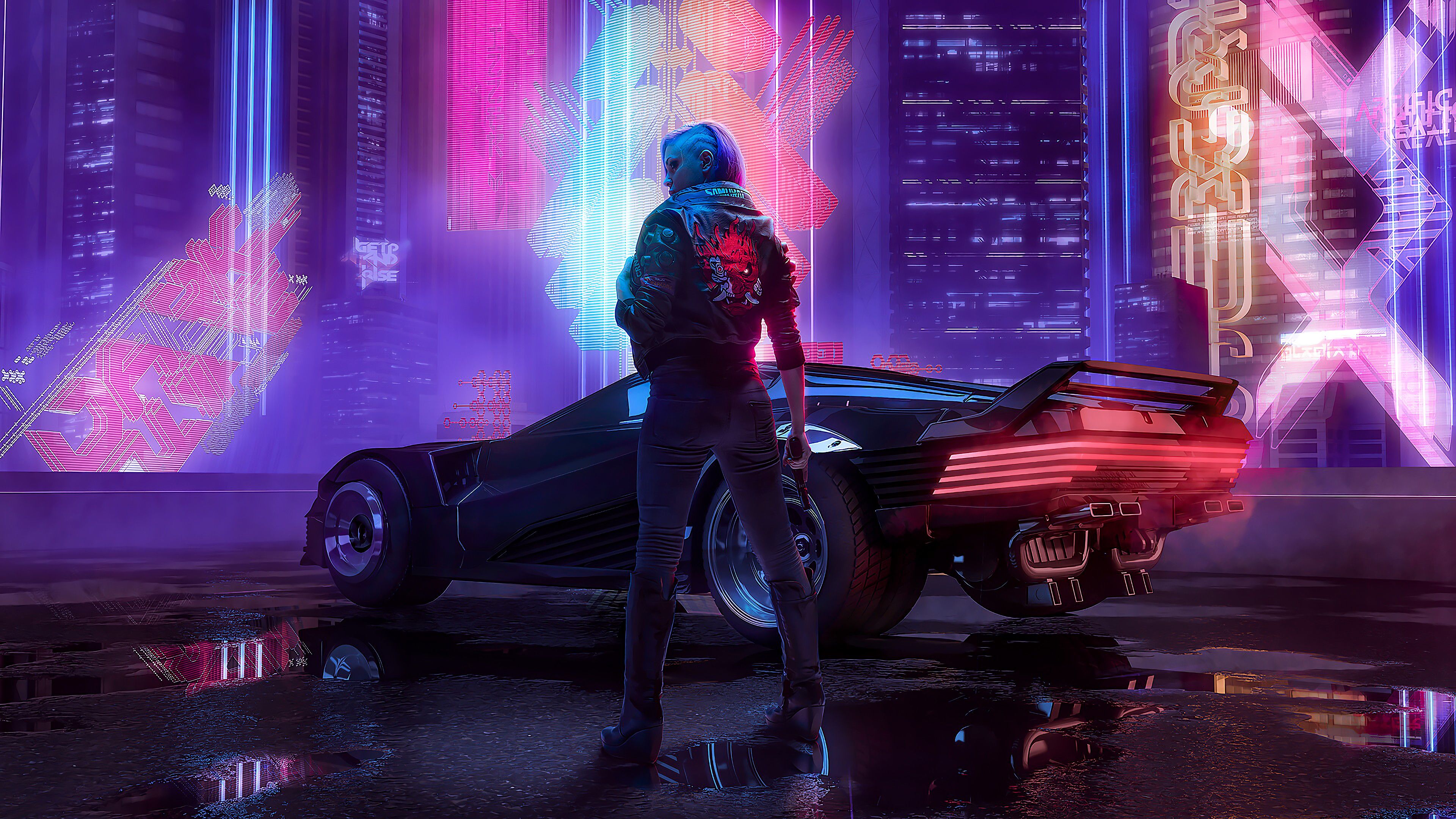 Cyberpunk Car in Night City Wallpaper for Desktop & Laptop in 4K