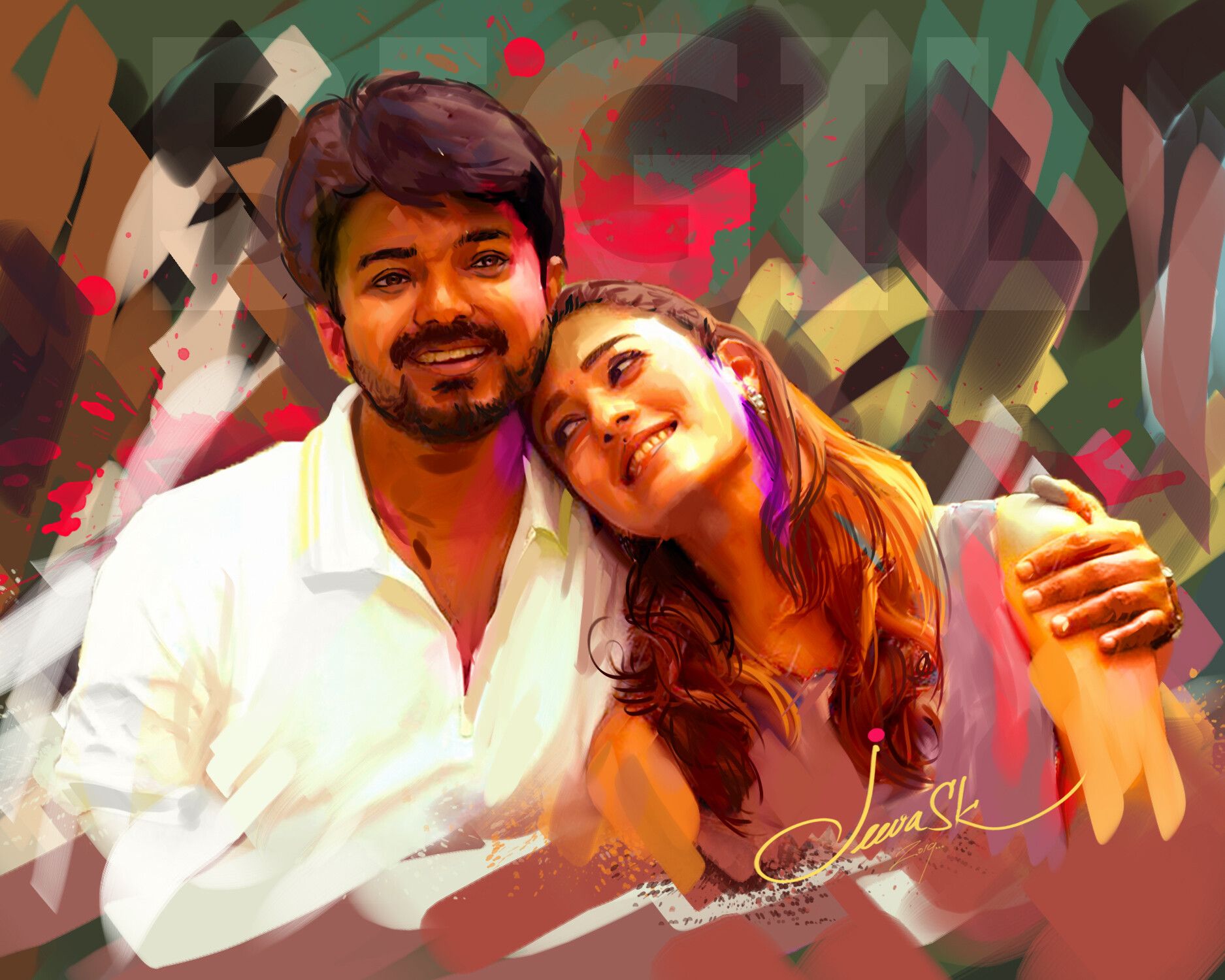 Bigil Vijay and nayathara lovely pair, Jeeva Artist