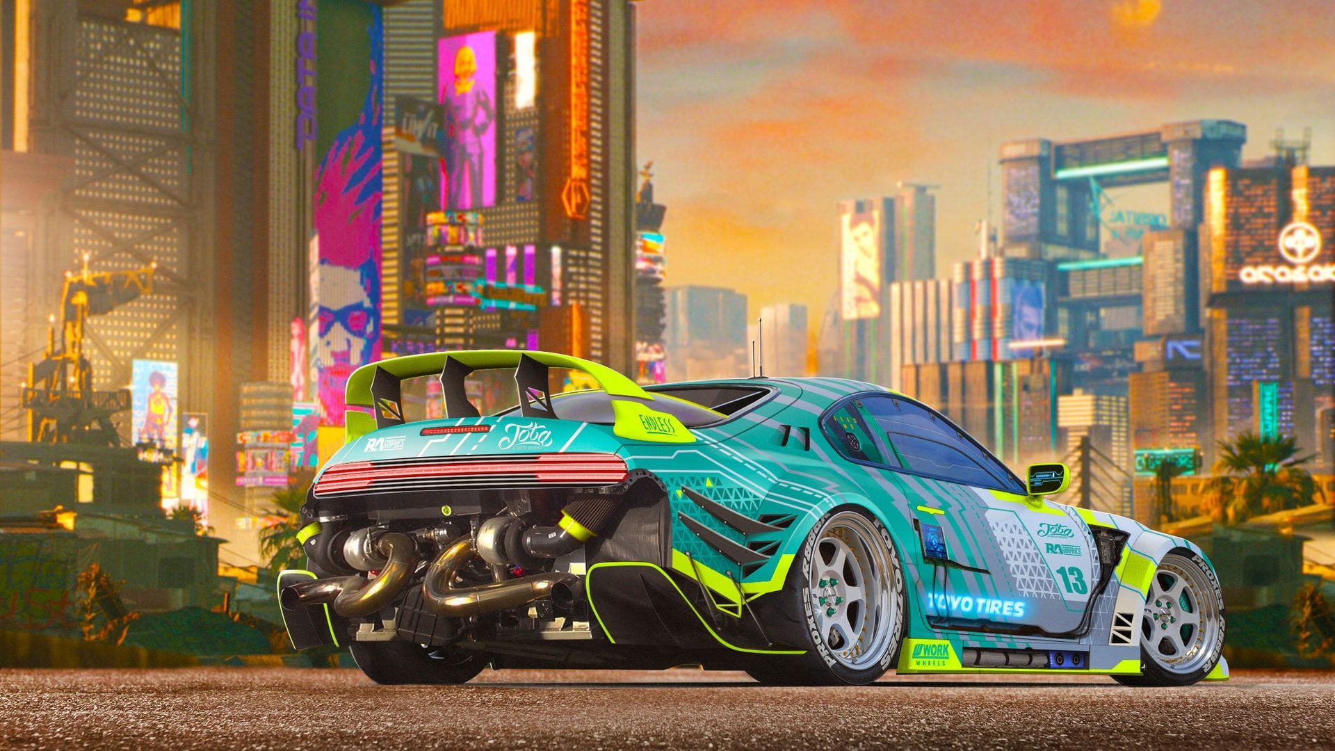 Wallpaper cyberpunk, game, city shot, car desktop wallpaper, hd image,  picture, background, 58d87a