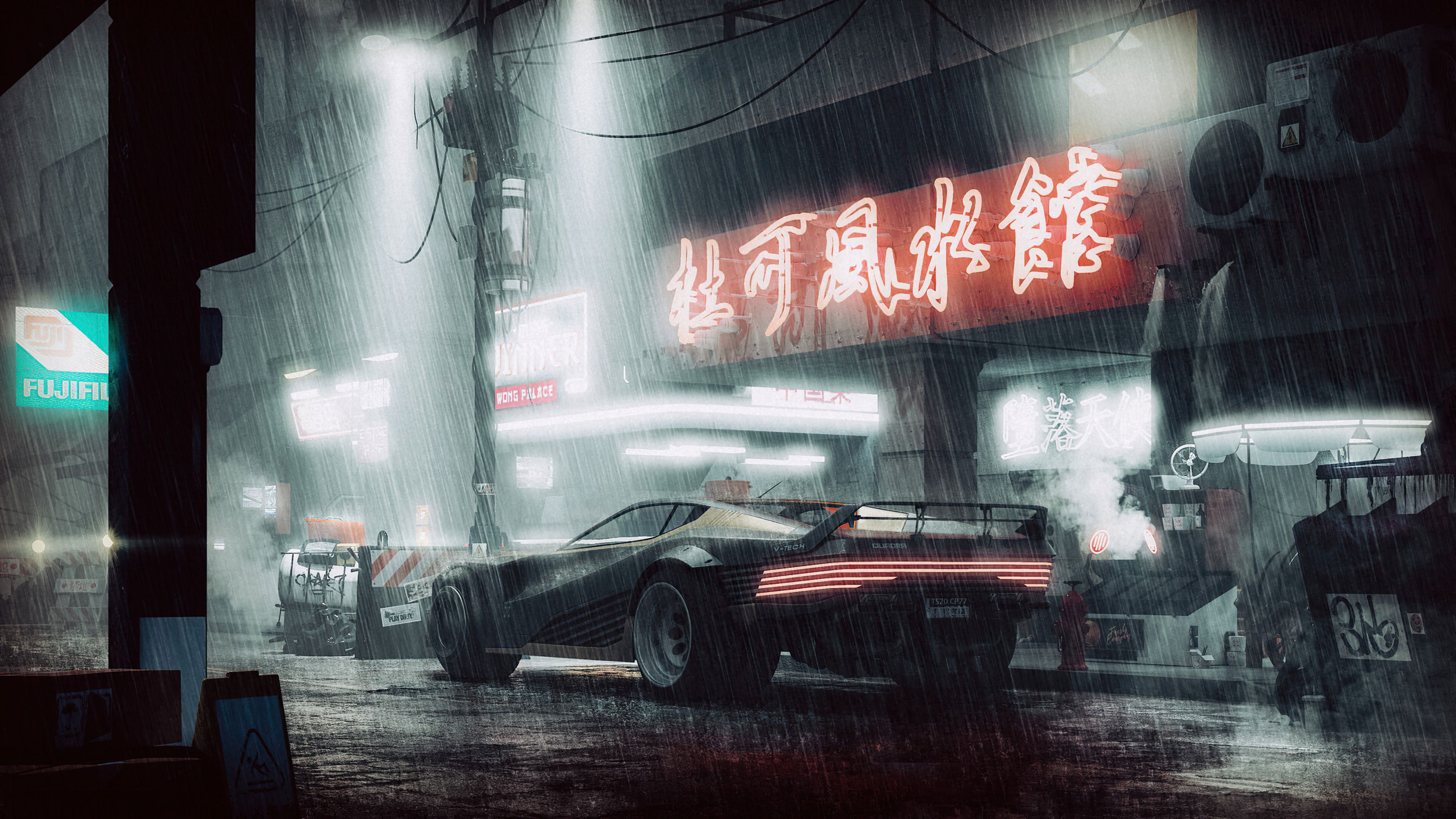 Wallpaper cyberpunk, game, city shot, car desktop wallpaper, hd image,  picture, background, 58d87a