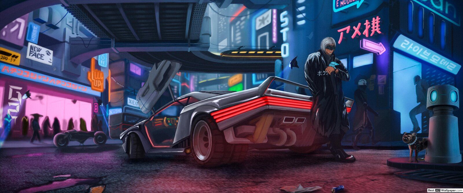 Wallpaper cyberpunk 2077, a girl with car, art desktop wallpaper, hd image,  picture, background, e70fea