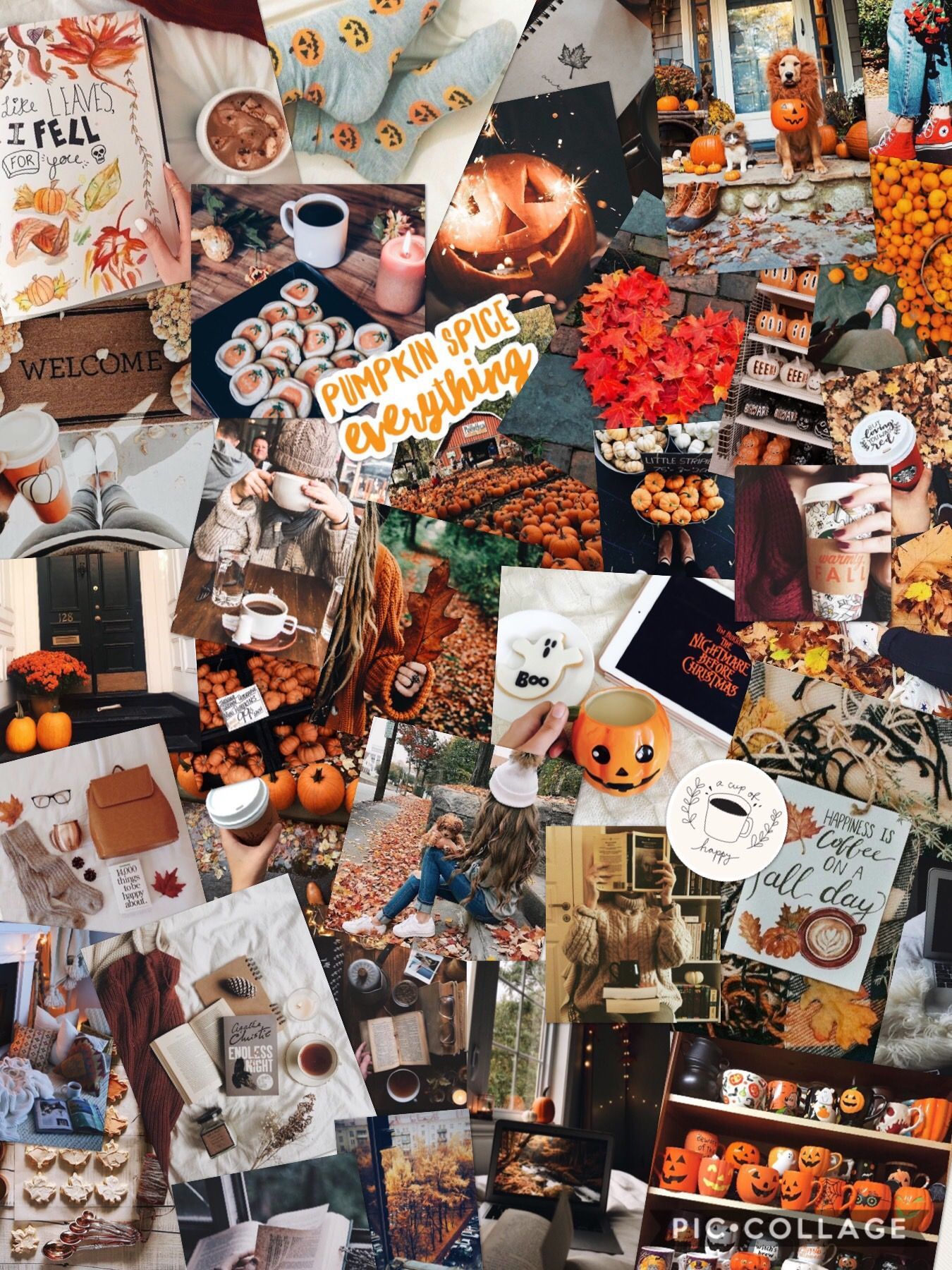 Fall Picture, Fall collage, Love fall. Halloween wallpaper, Halloween wallpaper iphone, Cute christmas wallpaper