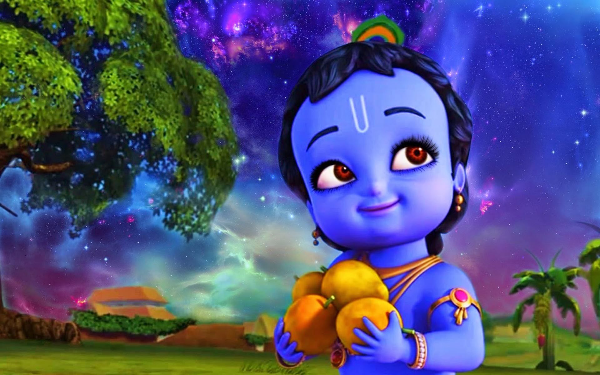Cute Krishna Cartoon Photo HD Wallpaper