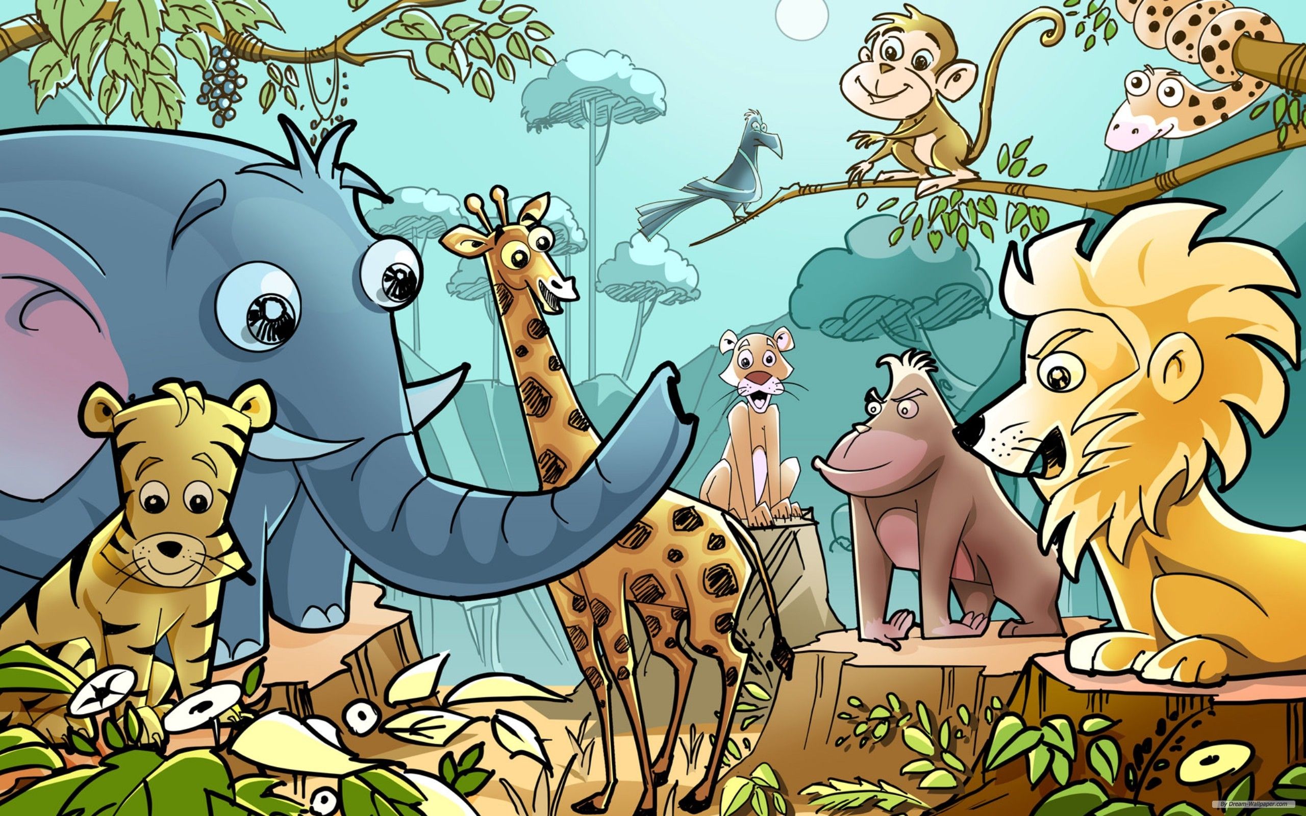 Cartoon animals wallpaperx1600