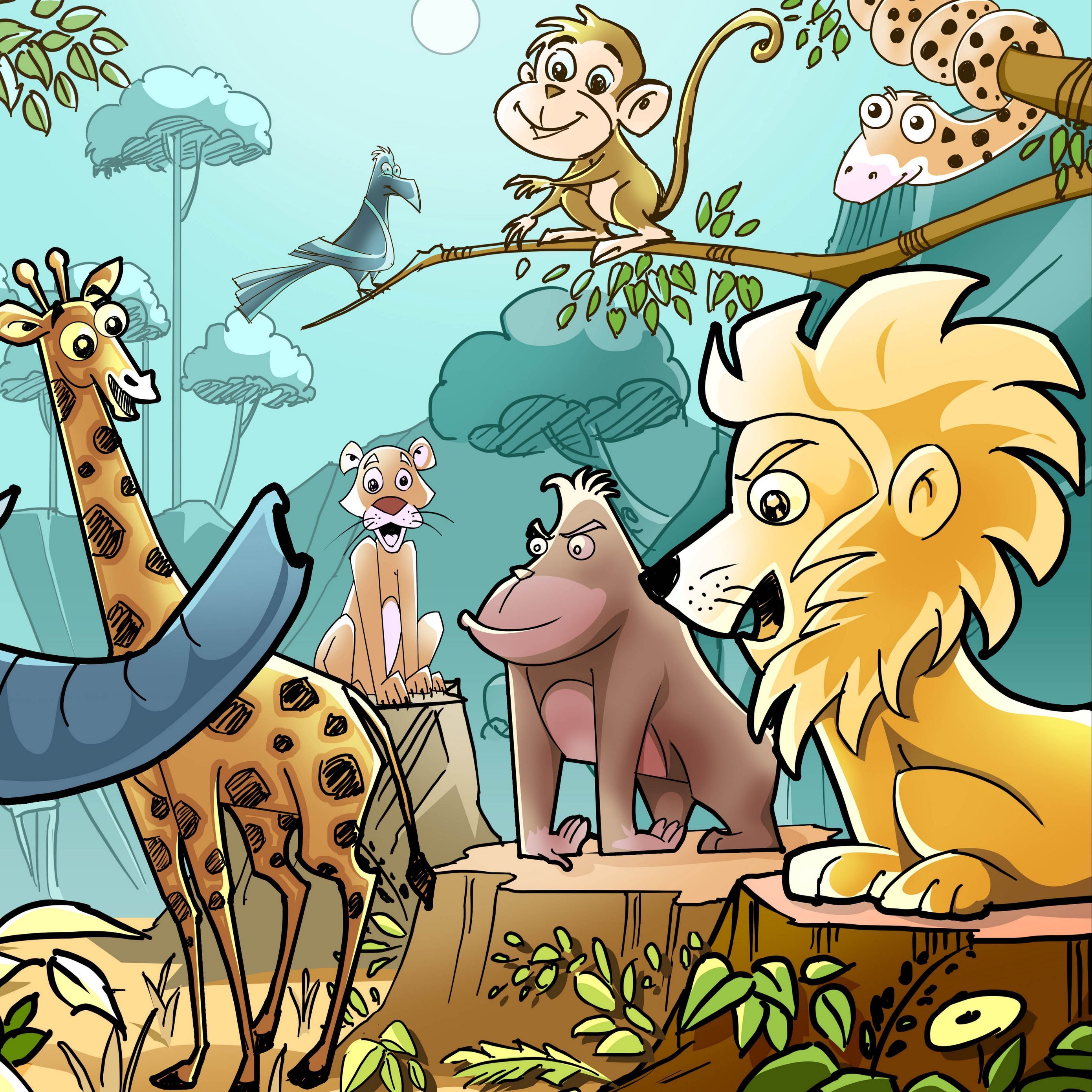 Download wallpaper 2780x2780 animals, cartoon, drawing ipad air, ipad air 2, ipad 3, ipad 4, ipad mini 2, ipad mini 3, ipad mini 4, ipad pro 9.7 for parallax HD background