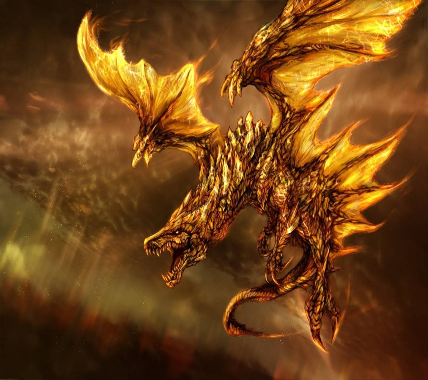 Wallpaper Epic Golden Dragon