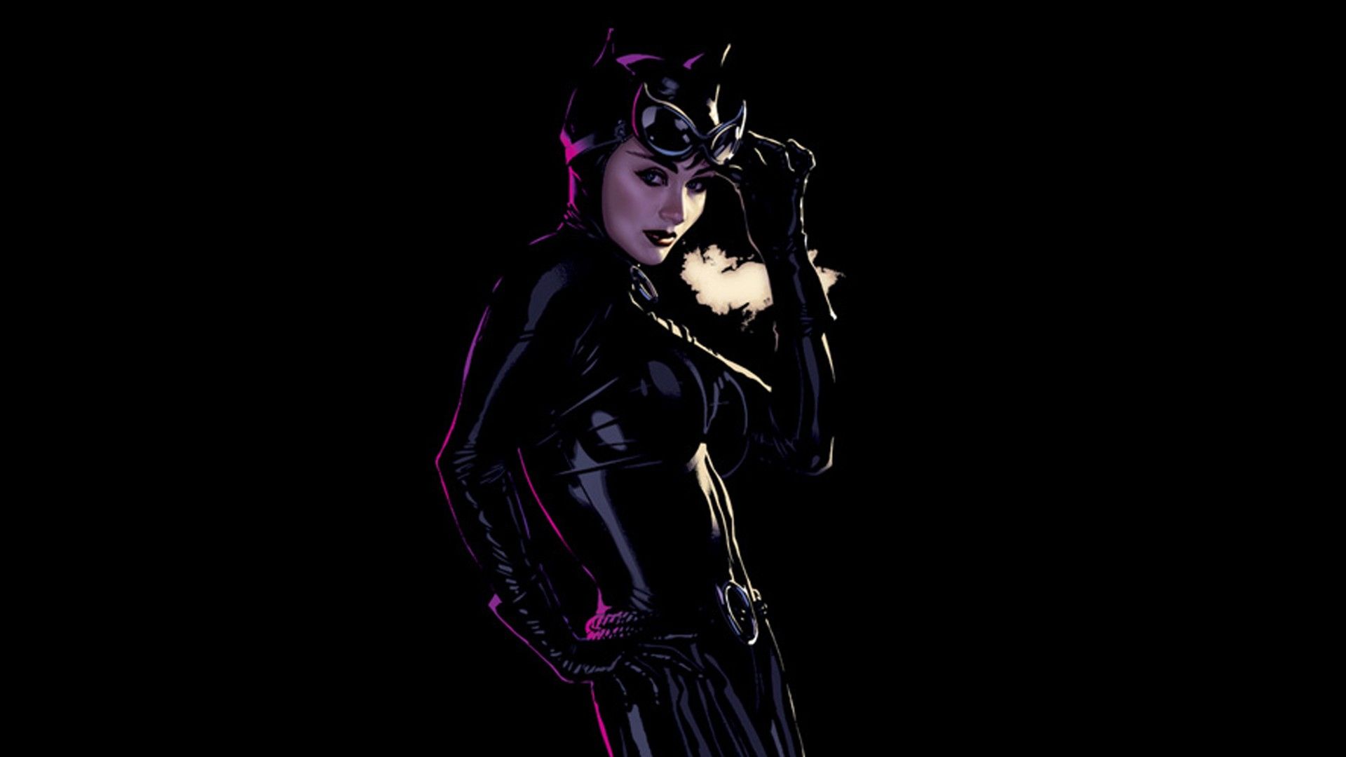 #black background, #illustration, #Adam Hughes, #Catwoman, #DC Comics, wallpaper. Mocah.org HD Wallpaper