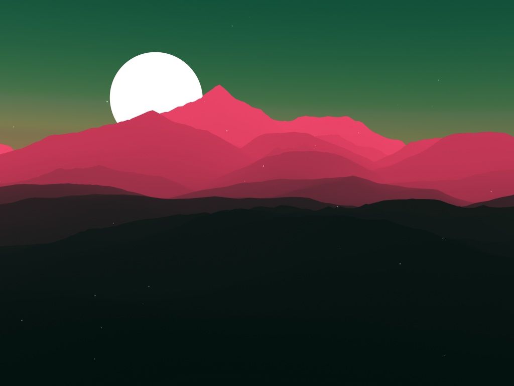 Minimal Mountains Moon iPhone Wallpaper