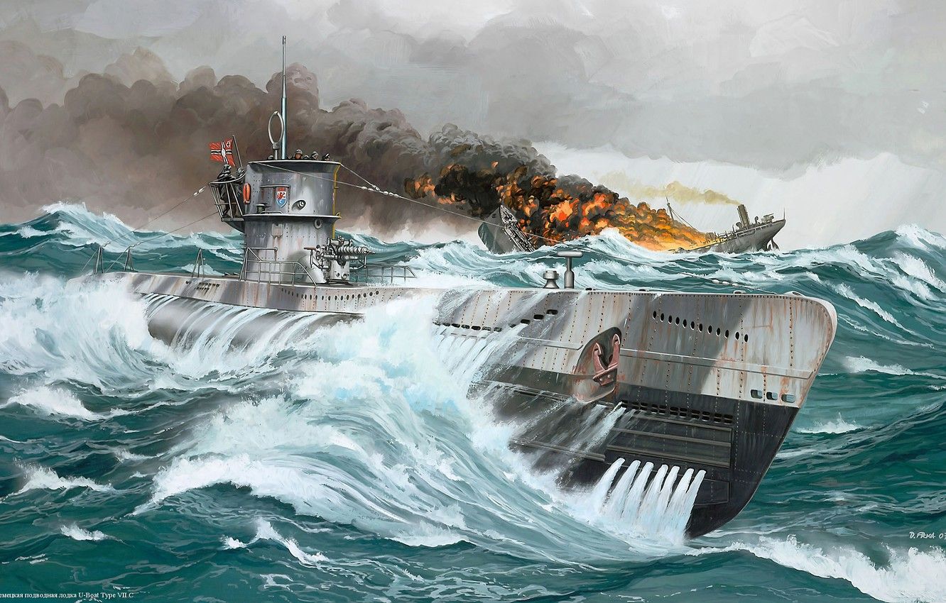 Wallpaper War, Figure, Submarine, U Boat Type VII C Image For Desktop, Section оружие