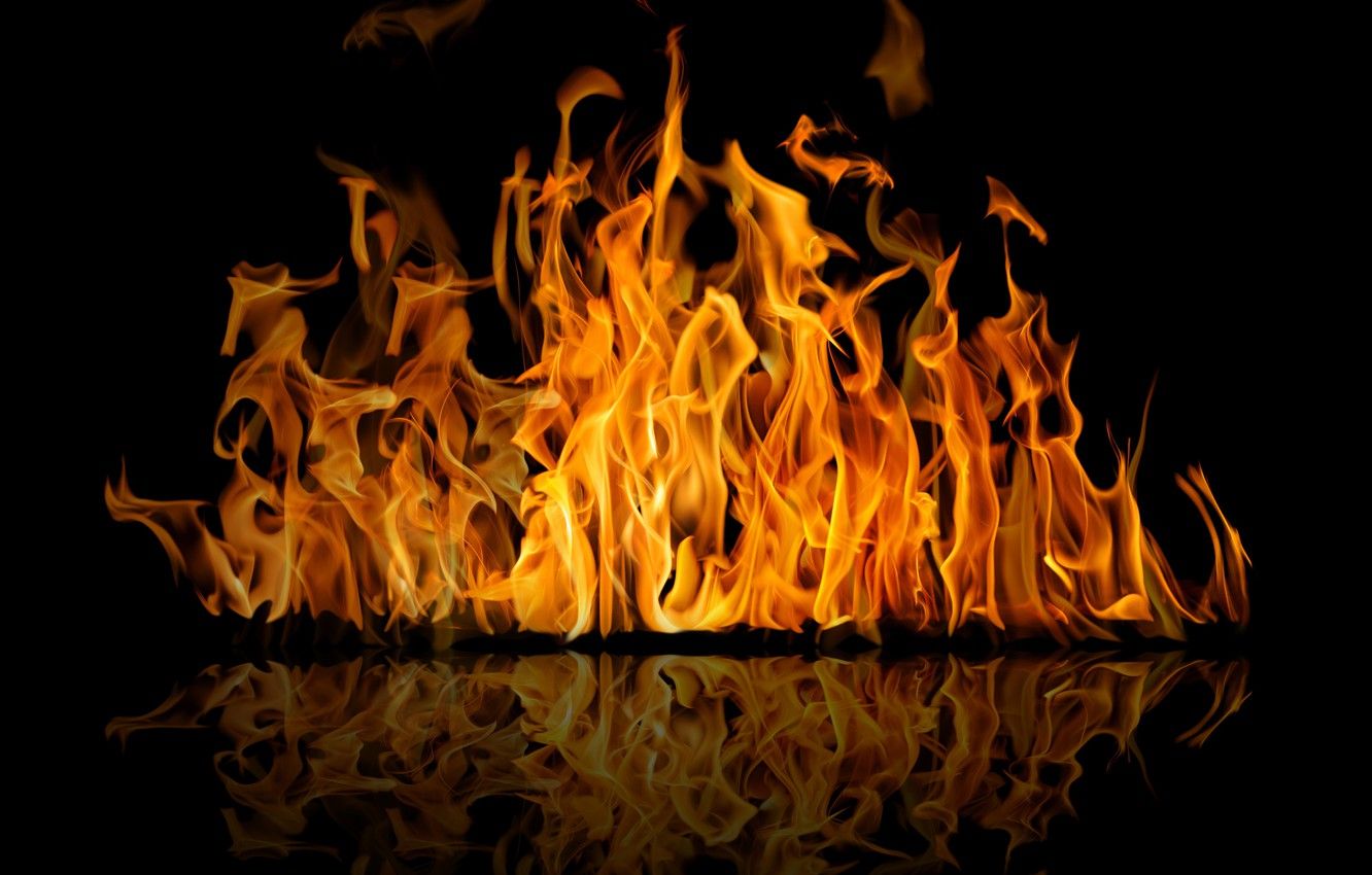Wallpaper reflection, background, fire, flame, black, fire, flame, reflection image for desktop, section разное