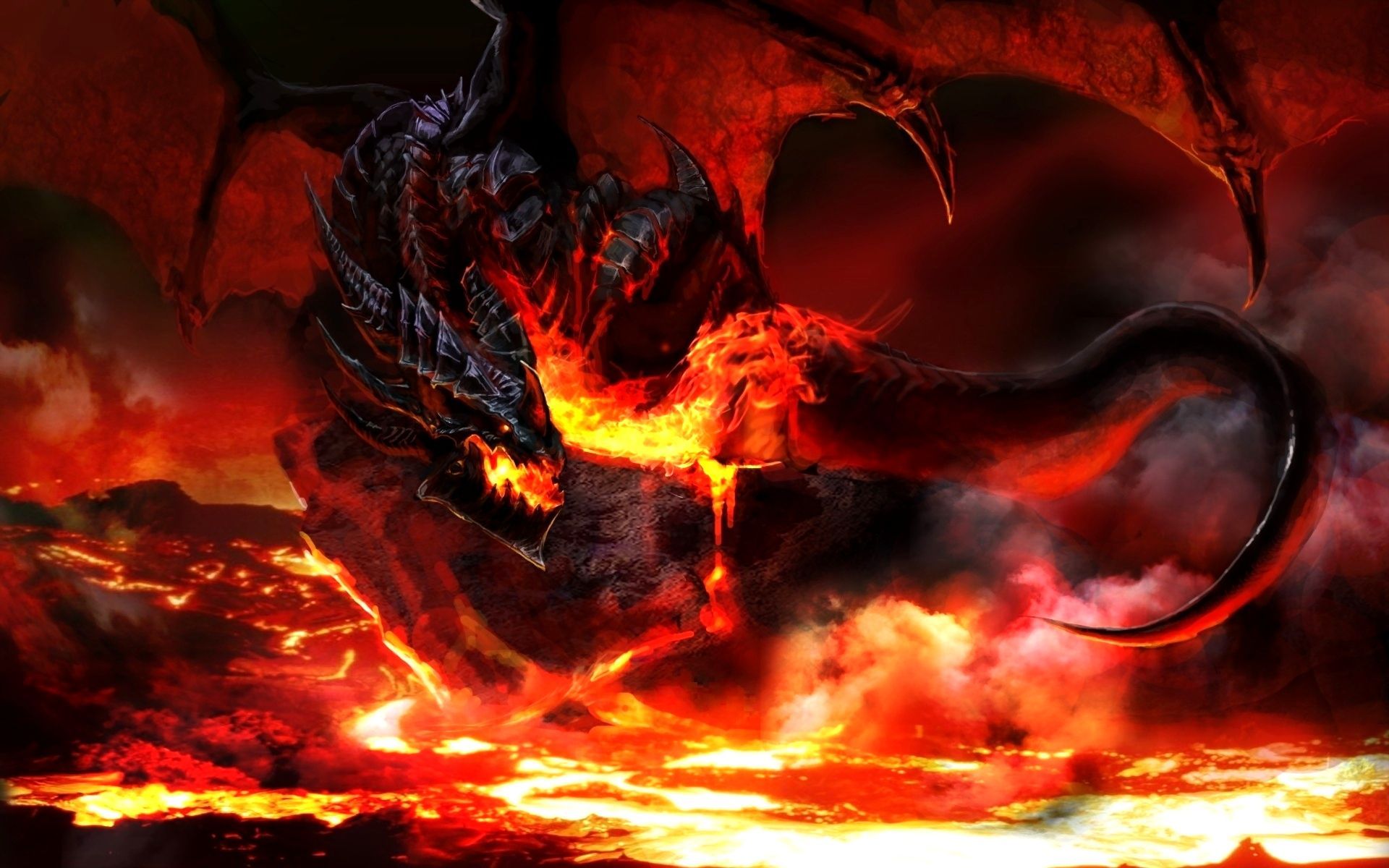 Wallpaper Black Fire Dragon
