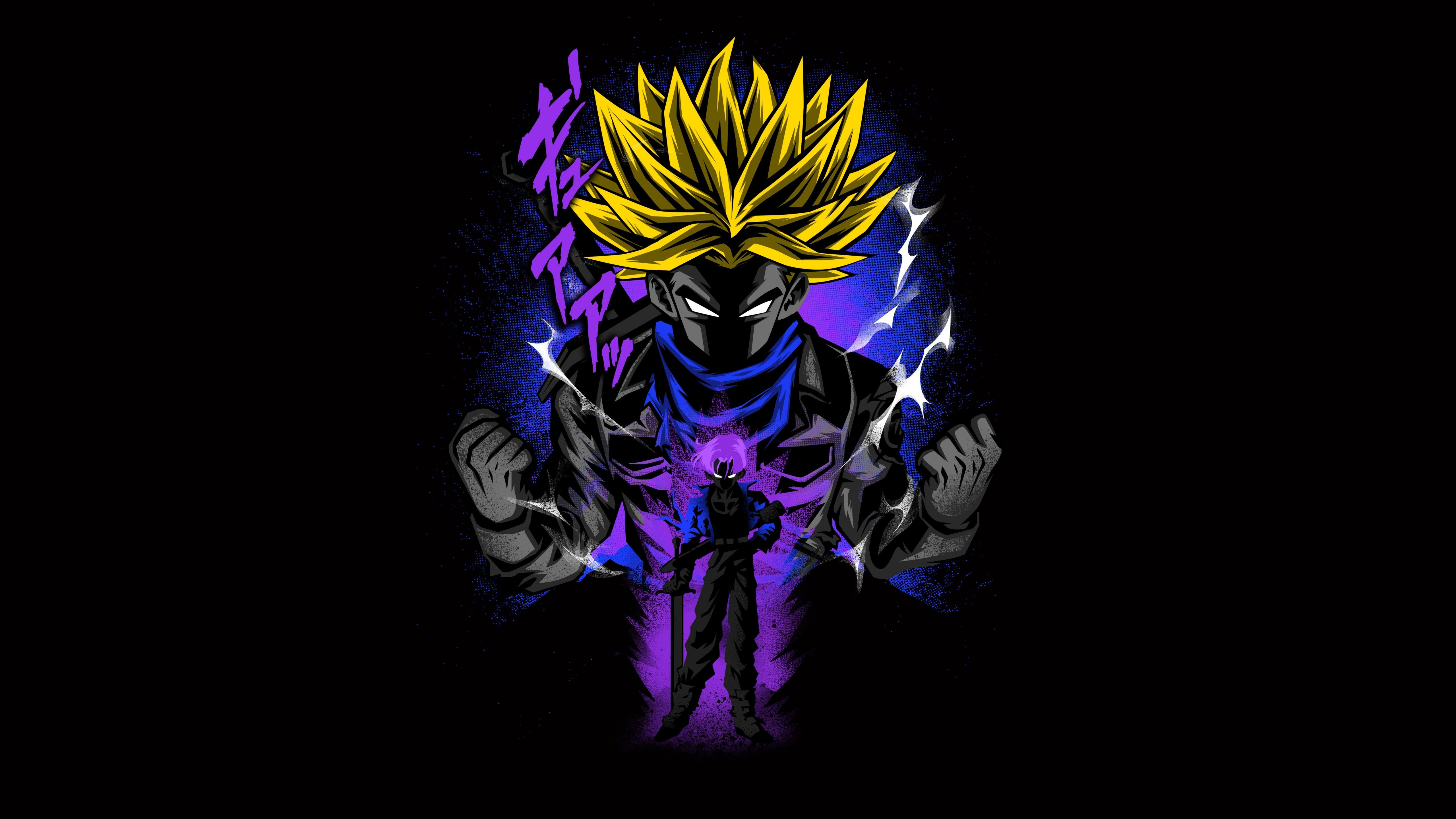 Son Goku Wallpaper 4K, Dragon Ball Z, Anime Series, Black Background, Black Dark
