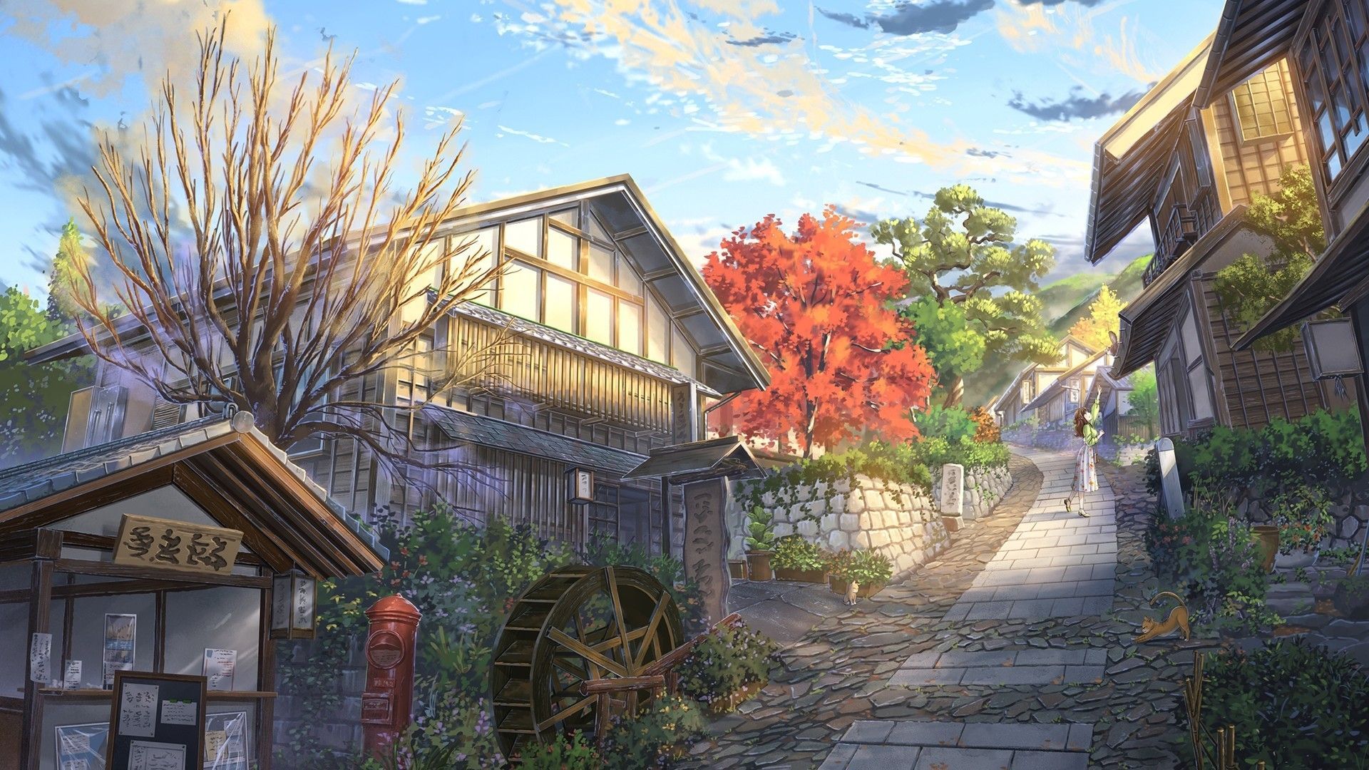 Japanese Anime Town Landscape Wallpapers - Wallpaper Cave