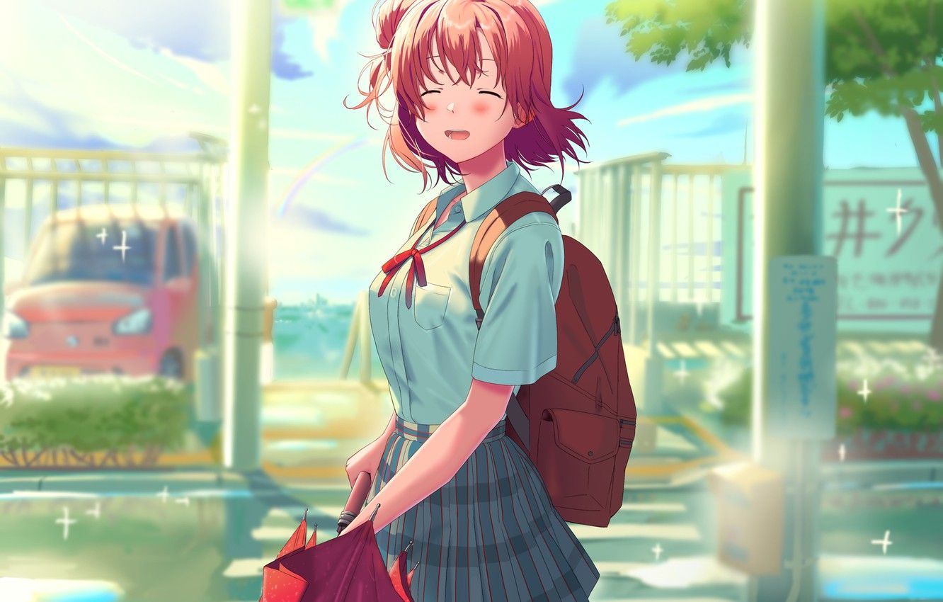 Wallpaper girl, red, Oregairu image for desktop, section сёдзё