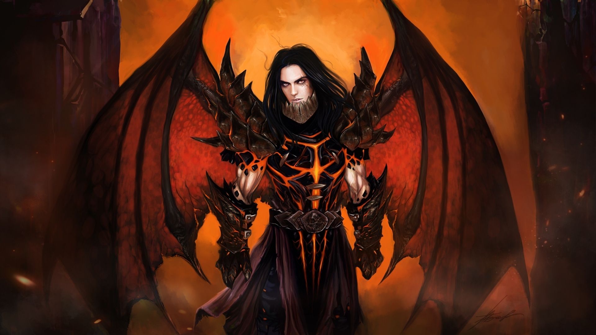 1920x1080 Armor, Dark, Deathwing (World Of Warcraft), Demon, Dragon, Fantasy, Man, Wings, World of Warcraft. Mocah.org HD Wallpaper