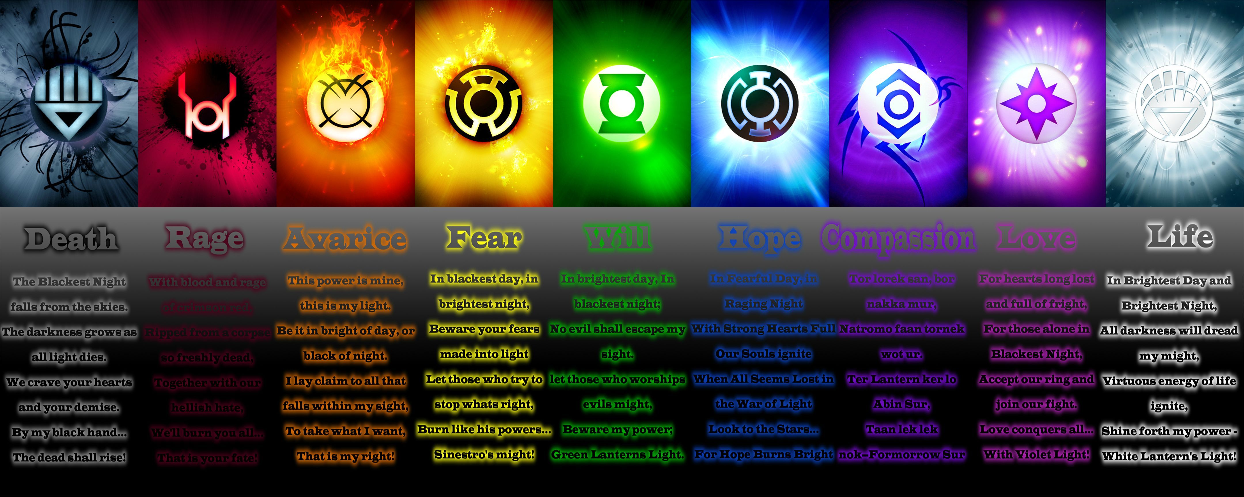 Free download All 9 Lantern Corps Oaths HD Walls Find Wallpaper [4319x1727] for your Desktop, Mobile & Tablet. Explore Lantern Corps Wallpaper. Green Lantern Wallpaper, Green Lantern Logo Wallpaper, Blue Lantern Wallpaper