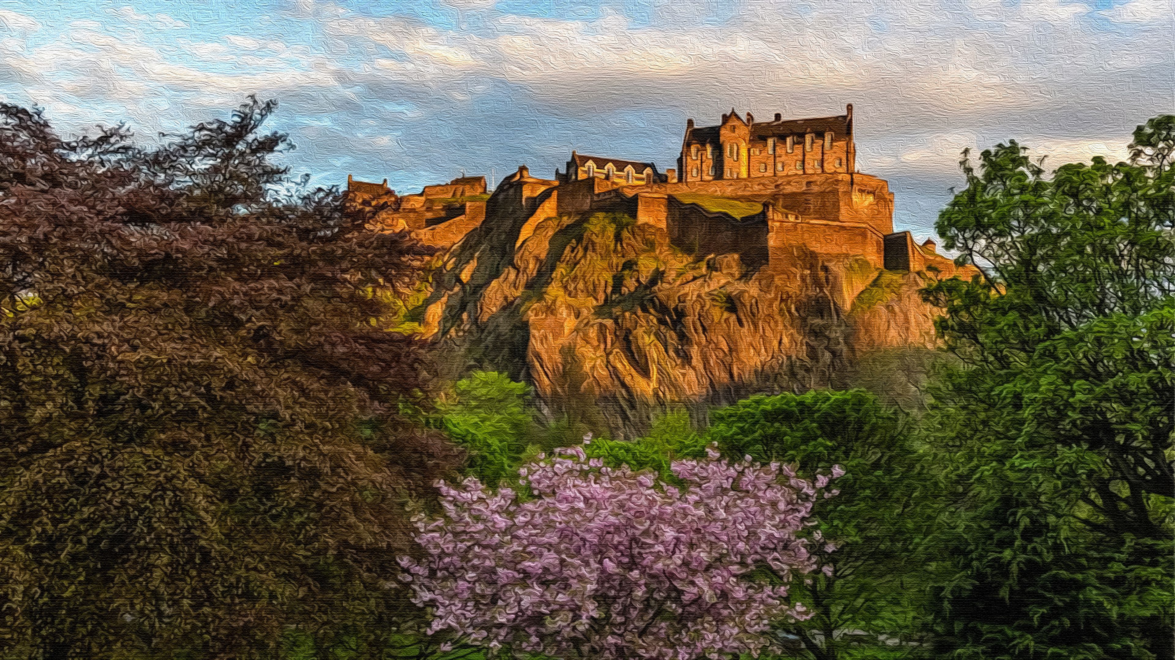 Edinburgh Castle on Canvas 4k Ultra HD Wallpaper